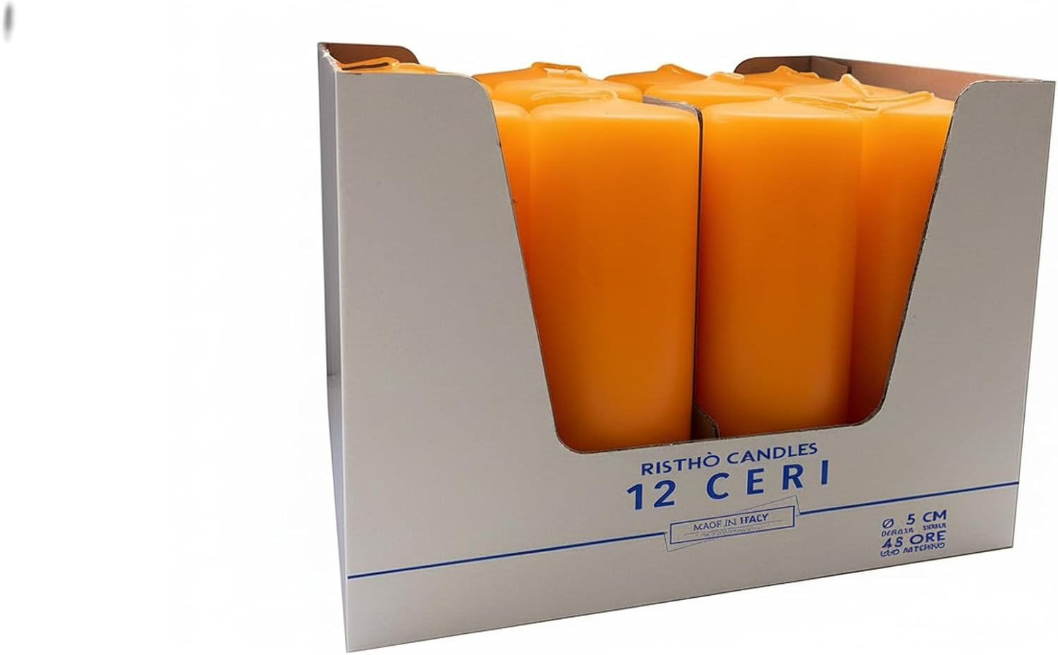 12 Pillar Candles Diameter 5 Cm Height 15 Cm Orange Pumpkin Burn Time 48 Hours Not Scented Cereria Di Giorgio image number 4