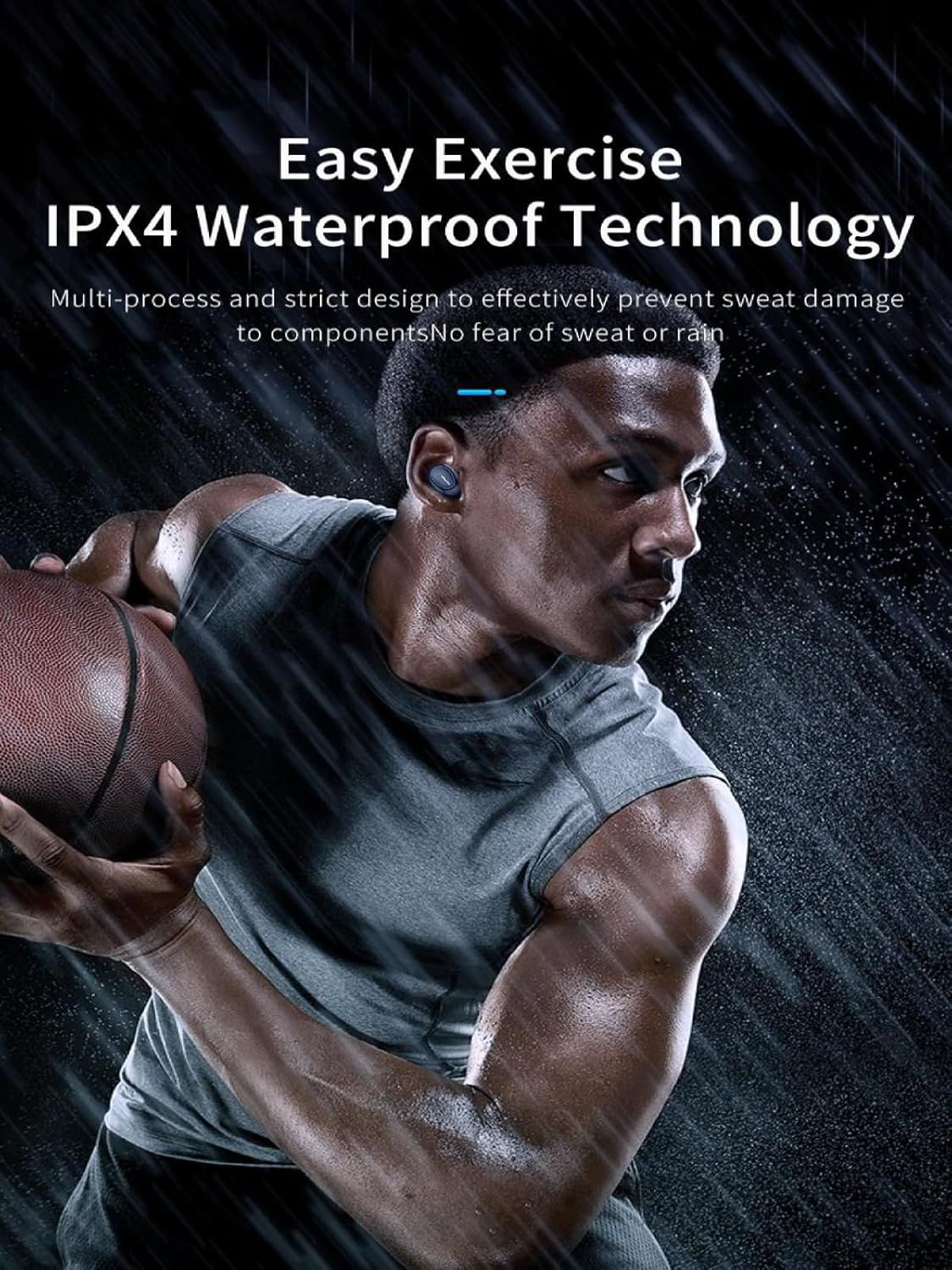 AWEI T16 Wireless Earbuds Bluetooth 5.3 Headphones, 37 Hrs Playback Stereo Ear Buds IPX6 Waterproof In-Ear Earphones, Bluetooth Earbuds with Mic Compatible with Iphone, Android, Laptops Black image number 1