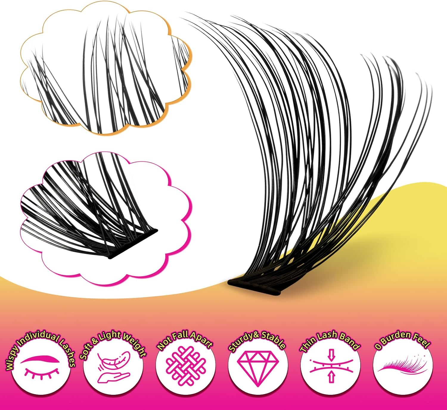 Lash Clusters Wispy 300PCS Eyelash Clusters 30D 40D Lashes Clusters 9-16Mm Cluster Eyelash Extensions Individual Lashes Soft Eyelashes Clusters with Thin Band False Eyelashes at Home(D-Mix10-18Mm) image number 6