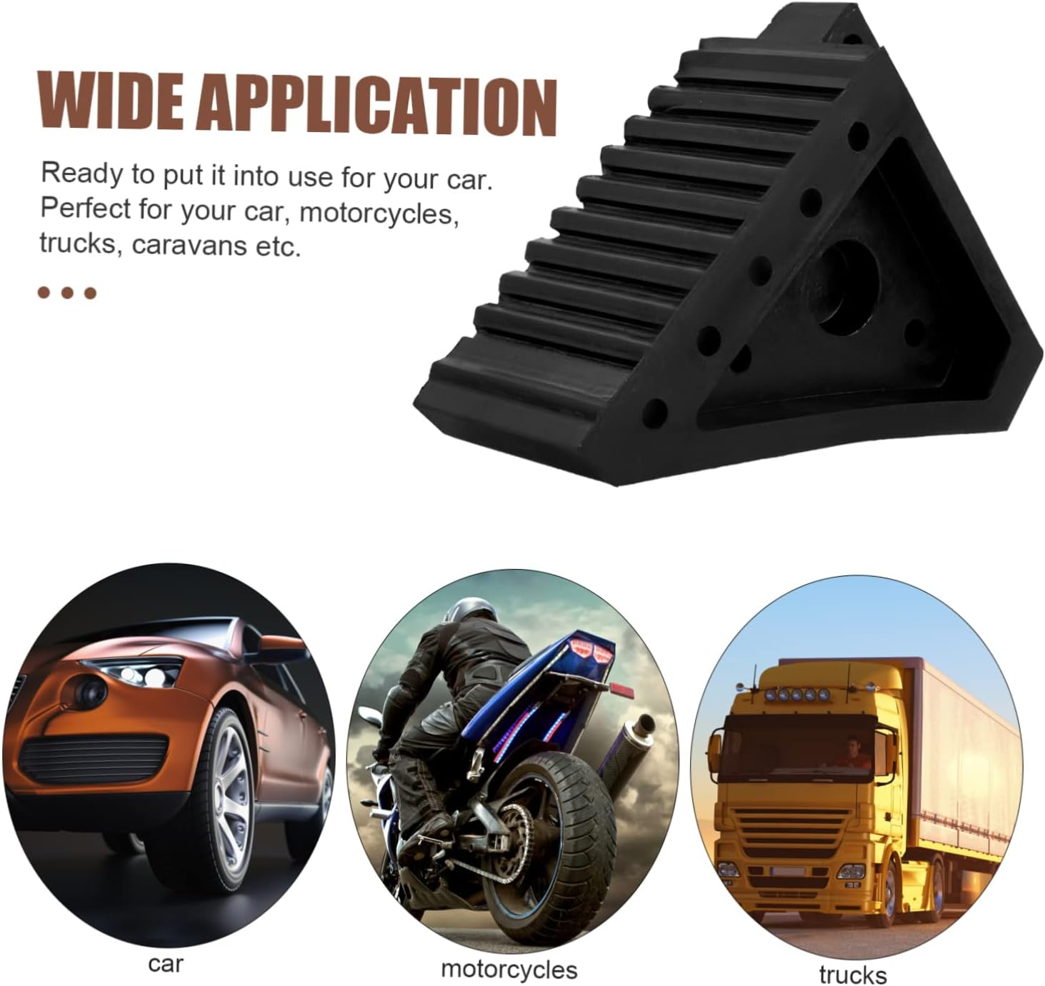 MERRYHAPY Portable Rubber Wheel Chocks Car Stopper Non Slip Tyre Stopper for Wheel Protection in Garage image number 5