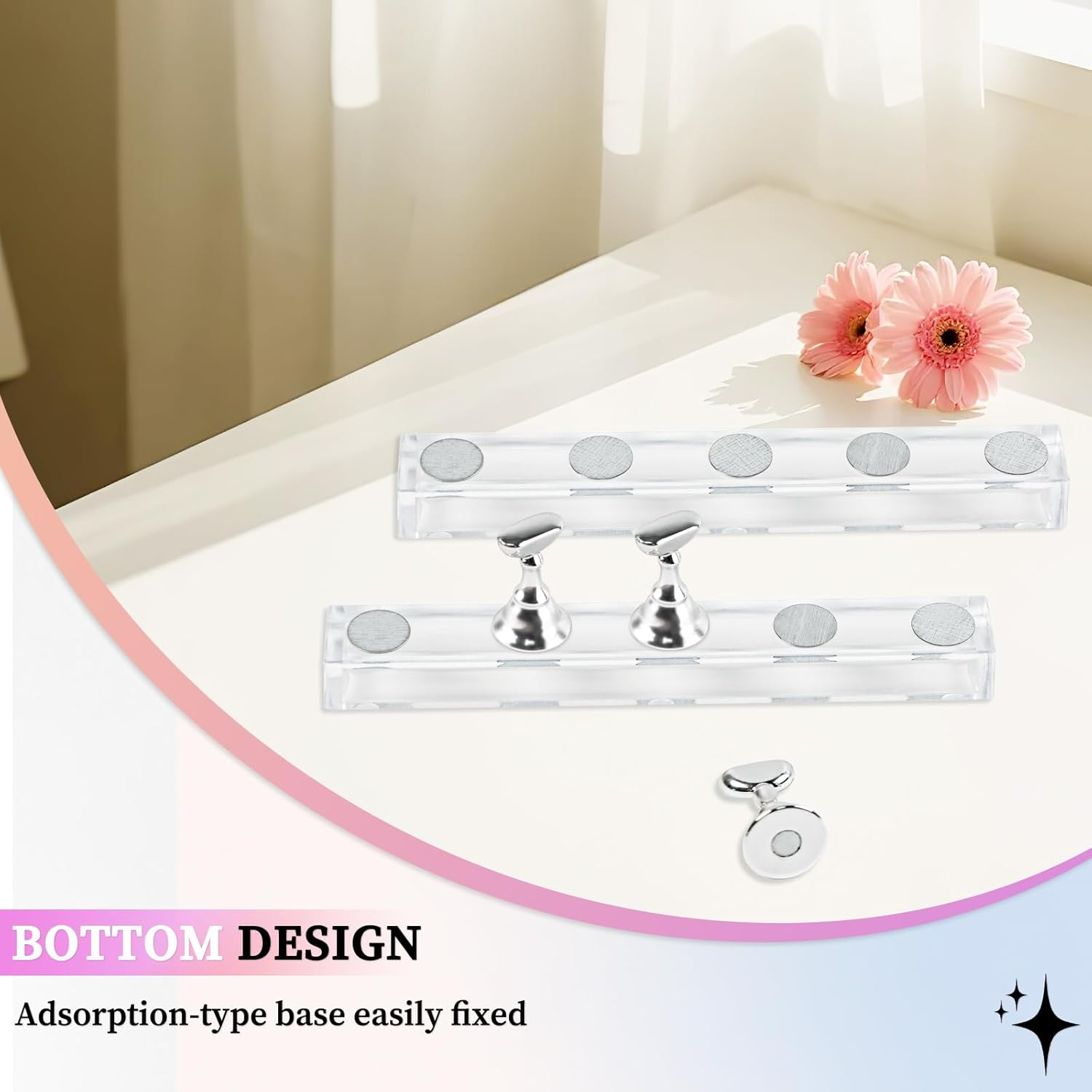 Koceci 4 Sets Nail Stand for Painting Nails and 200 PCS Reusable Adhesive Putty, Sliver Acrylic Nail Holder for Painting Nails, Press on Stand for Beginners, DIY Painting Use, Home and Salon Supplies image number 3