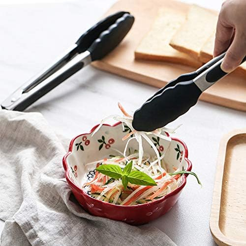 2-Pack of 9" (Small) & 12" (Large) Kitchen Tongs Set: Non-Stick Silicone-Stainless Steel Cooking Tongs, BPA Free, Heat Resistant (480&deg;F) - Non-Slip Grip & Locking Metal Food Tongs (Black) image number 3