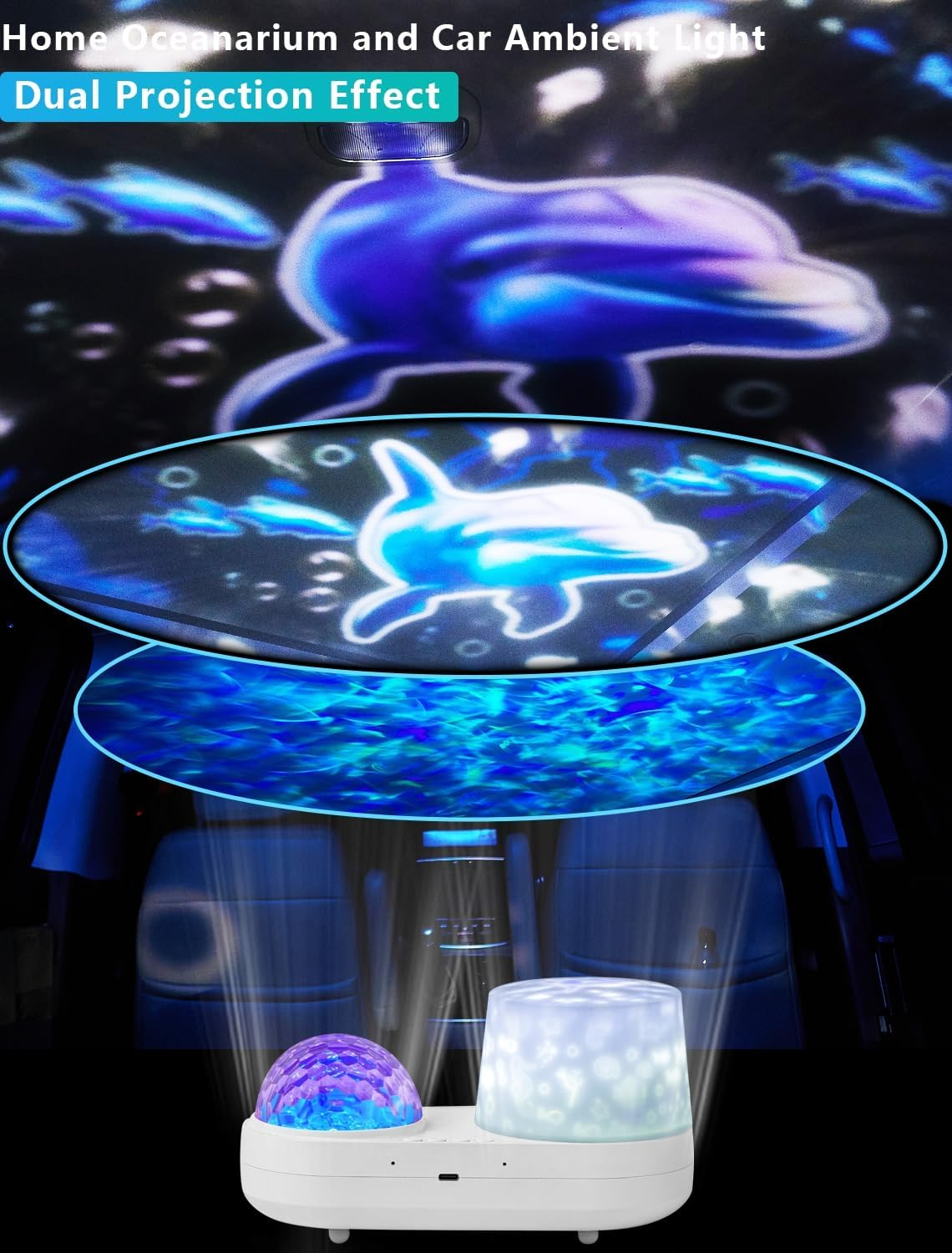 Ocean Wave Projector, Projector Night Light for Kids Bedroom, Ceiling, 10 Color Sea Waves + 21 Films, Ocean Light Projector with Timer 360&deg; Rotation for Kids Girls, Birthday, Christmas, Room Decor