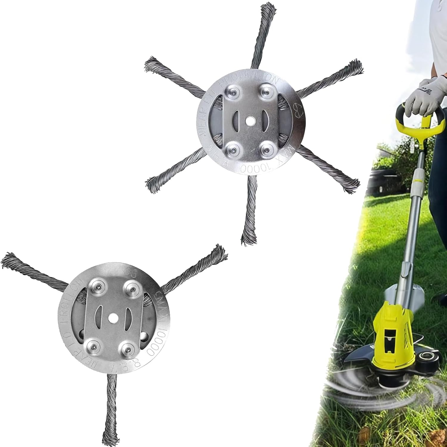 Steel Wire Trimmer Head,5.5Mm Bore Dia. Fit for 5Mm Shaft Only,15 Cm Diameter, 3-6 Blade Options, Heavy-Duty Weed Brush Cutter,Easy to Install and Replacement image number 4