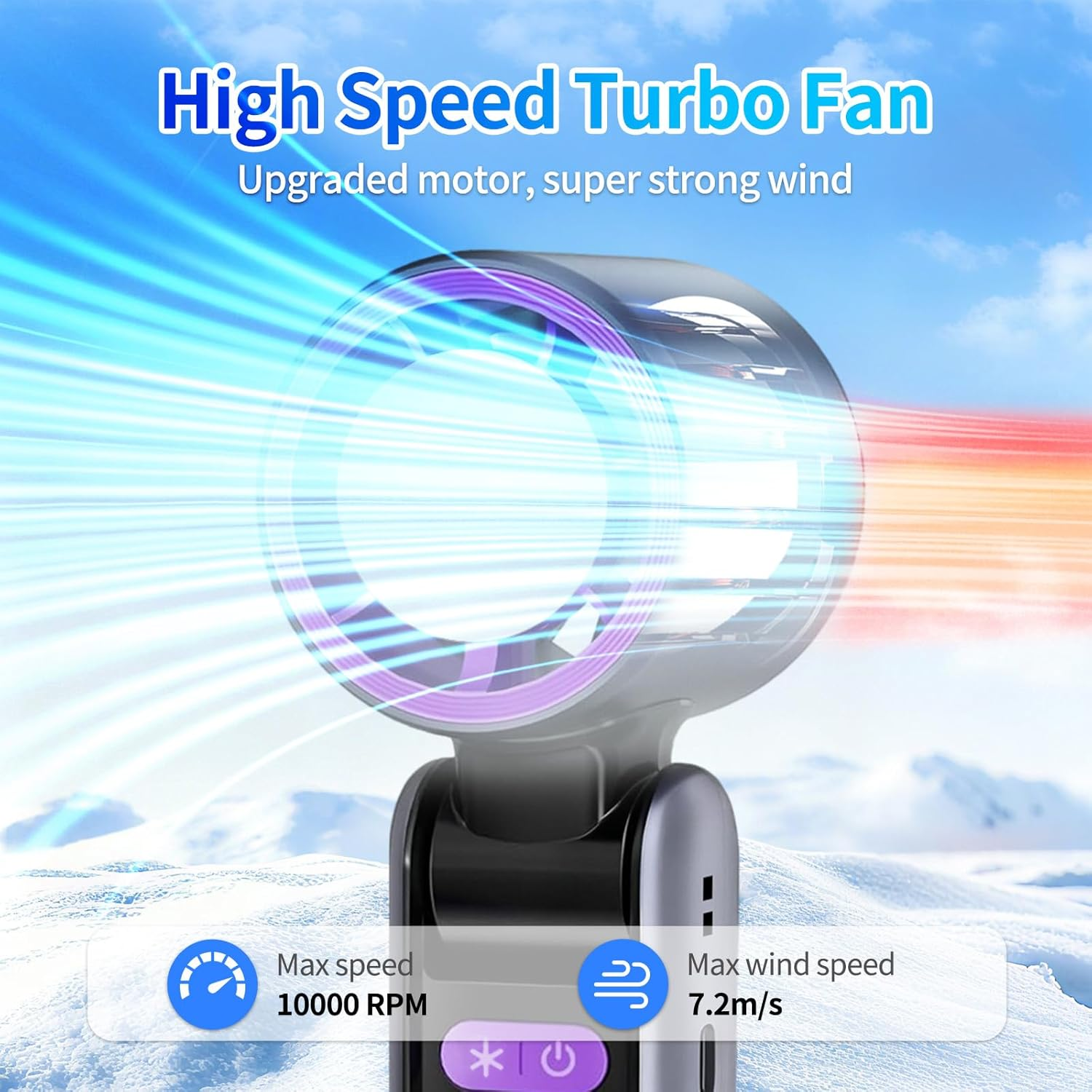 LETOUR Portable Handheld Fan with Cooling Plate, 4000Mah Rechargeable, 5 Speed Settings, 3-Second Fast Cooling Ice Technology for Summer Travel, Outdoor, Office