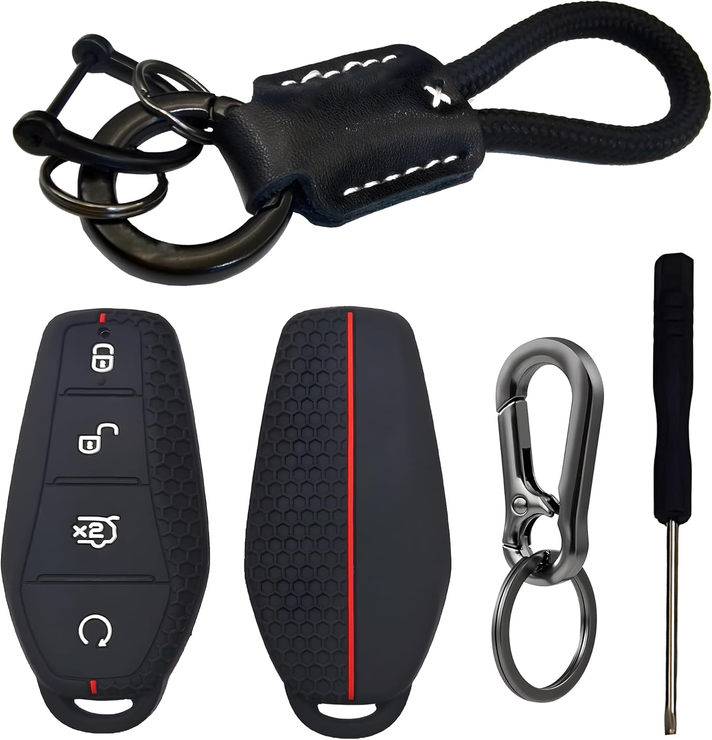 BYD Key Case Cover for Sealion 7/Sealion 6, Premium Silicone Waterproof & Dustproof Car Key Protector with Metal Lanyard, Kayrings, Screwdriver - BYD ATTO 3/Dolphin/Seal/Shark 6 Accessories image number 5