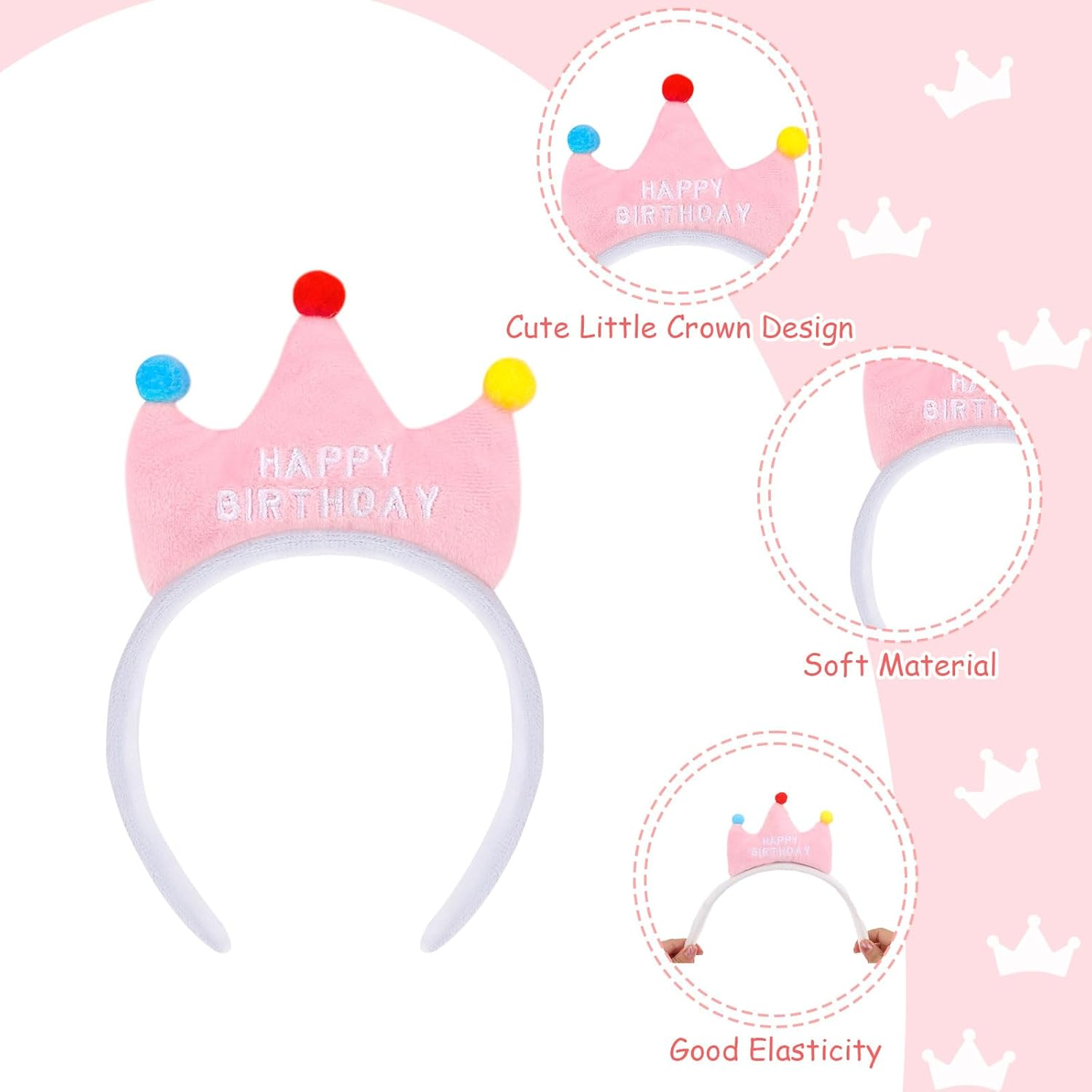 Birthday Headband, Happy Birthday Crown, Birthday Decorations for Women Girls, Birthday Gifts for Women, Birthday Hair Accessories image number 4