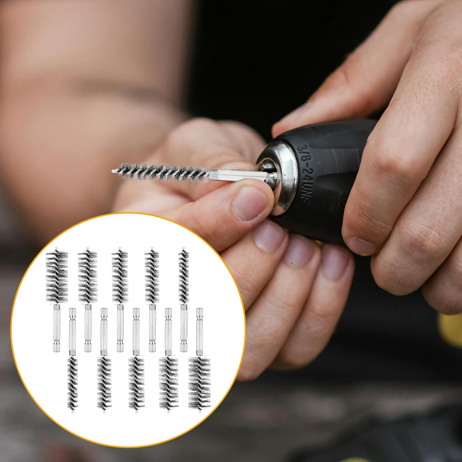 10Pcs Stainless Steel Wire Bore Brushes, Wire Brush for Drill for Cleaning with 1/4 Inch Hex Shank Pipe Cleaning Brush Copper Pipe Cleaner Twisted Wire Brush for Power Drill Die Grinders