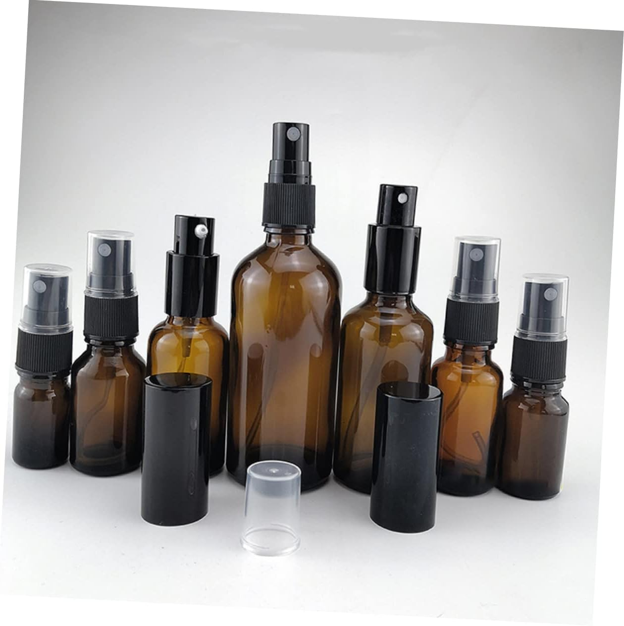 PHENOFICE 5Pcs 30Ml Brown Glass Lotion Emulsion Bottles with Black Press Pump Refillable Subpackaging Containers for Travel and Bathroom Use image number 3