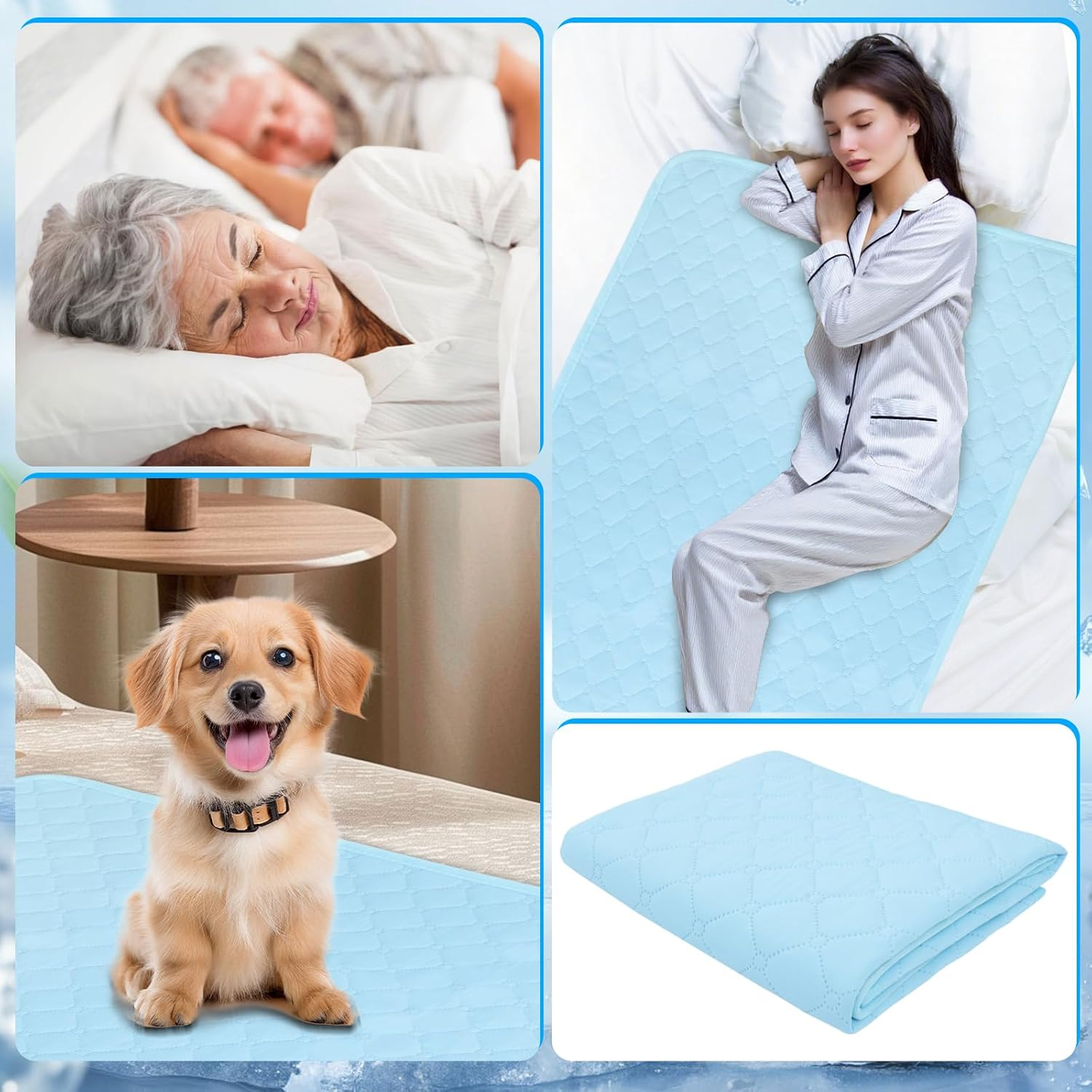 DAWNTREES 2 Pack Reusable Underpads Large 150X100Cm,Cooling Waterproof Bed Pad,Washable Heavy Absorbency for Adults, Kids, Pets image number 1