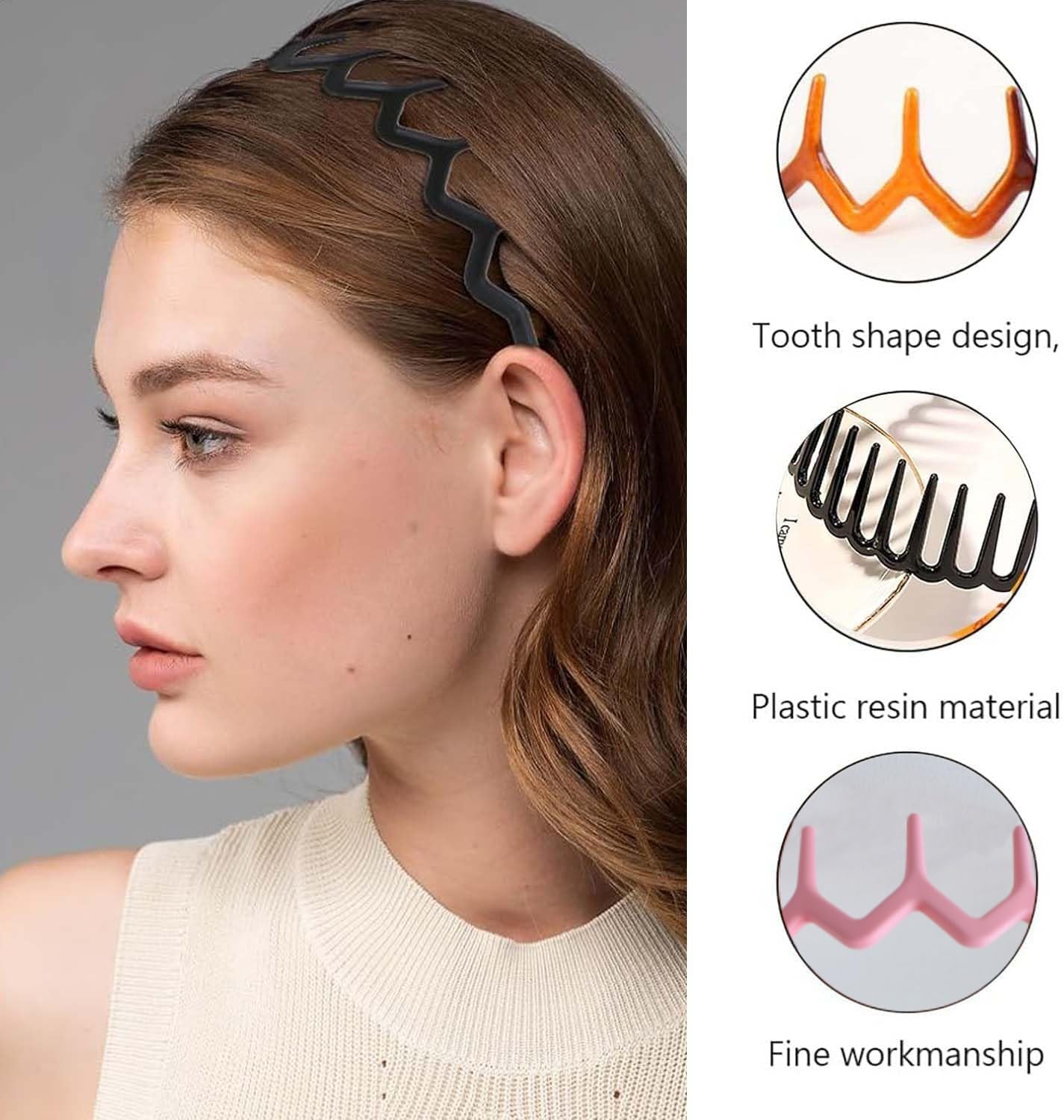 Diyxisk Zigzag Headband, 7 Pieces Fine, Women'S Non-Slip Zigzag Headband, Unisex Zig Zag Headband, Used for Make-Up, Face Mask, Yoga and Facial Cleansing image number 6