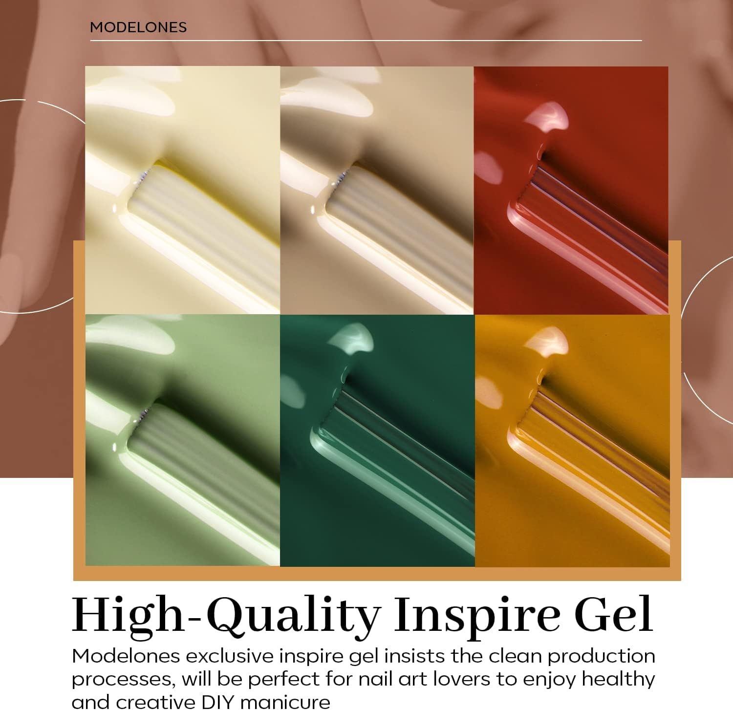 Modelones Gel Nail Polish Set - 6 Colors Nude Emerald Green Red Gel Nail Polish Kit Earth Tone Light Yellow Gel Polish Set, Soak off LED French Nail Art Manicure Starter Salon DIY Nail Gifts for Women