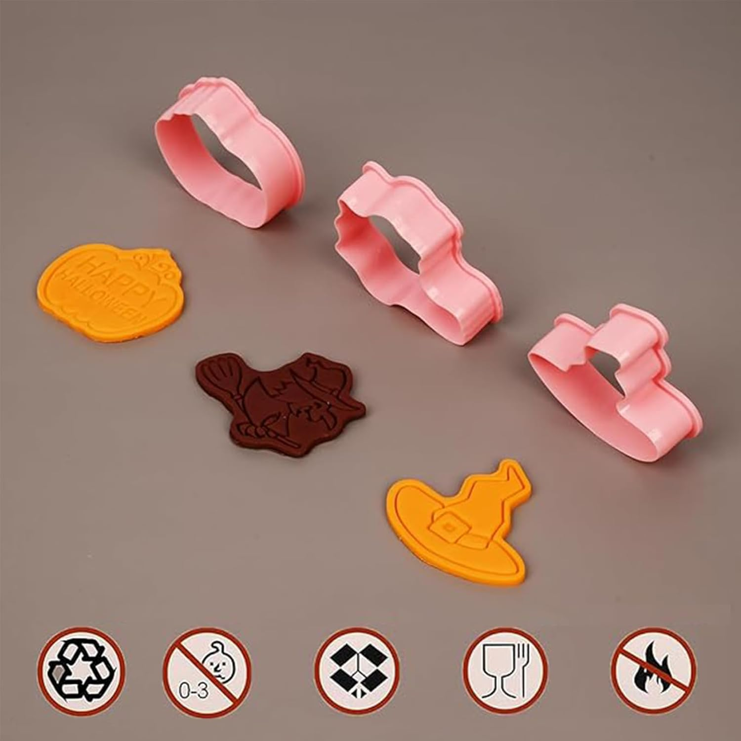 LEISWAYON 8 Pcs Mini Halloween Cookie Cutters, 3D Ghost Raised Design Cookie Stamps, Cookie Cutter Set Suitable for Frosting Decoration, Day of the Dead Decorations (A) image number 2
