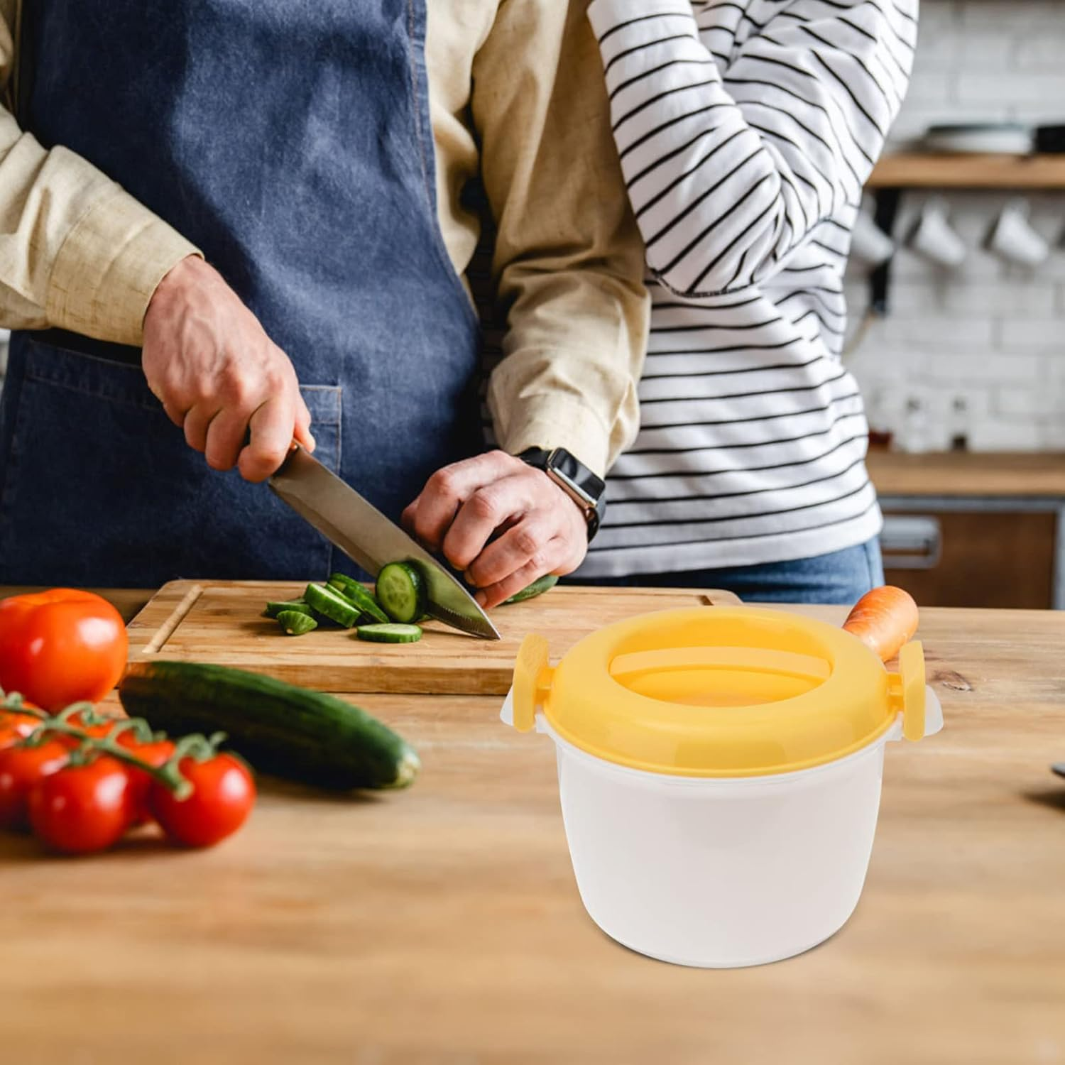 SHERCHPRY Microwave Rice Cooker Mug Food Pot Small Fish Vegetable Veggie Steaming Bowl Food Cooking Container Pasta Noodle Cookware for Meal Prep Cooker Random Color L image number 4