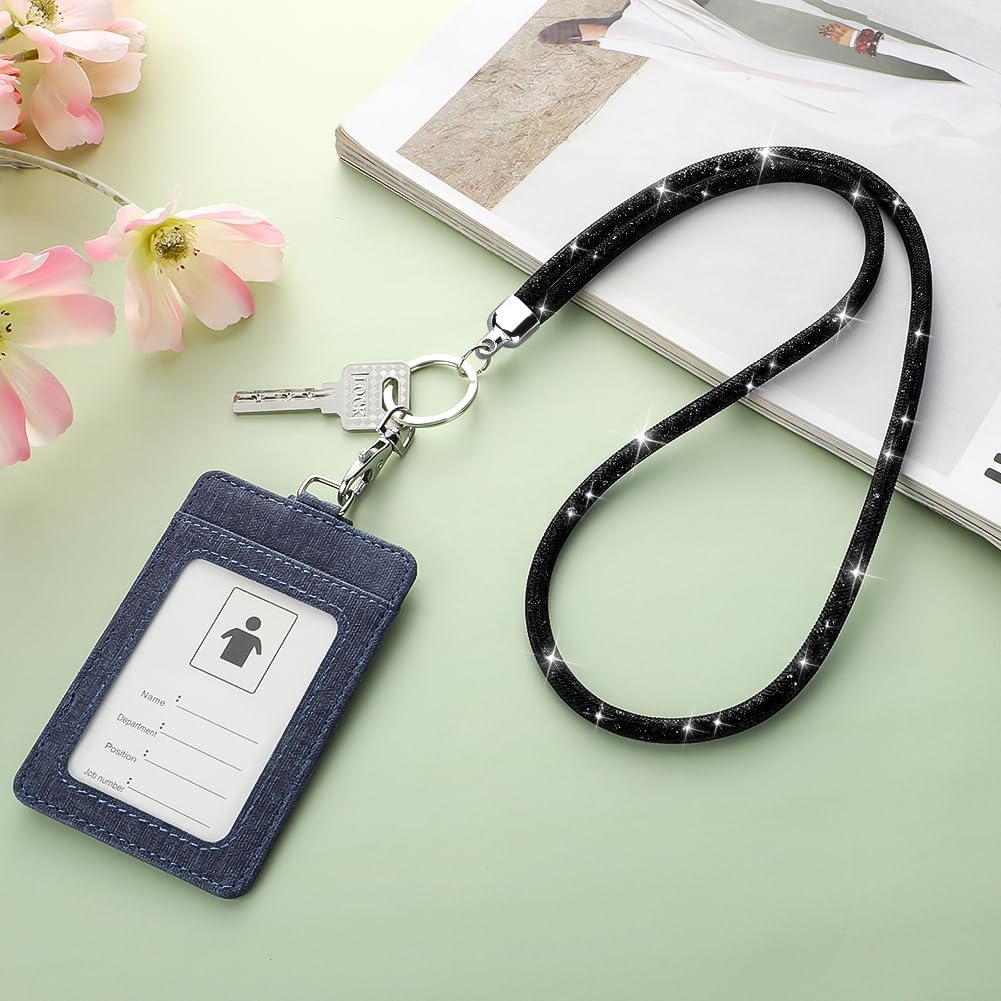 Soleebee Bling Crystal Lanyard, 31.5'' Office Neck Strap Lanyard, Lanyard Keychain with Metal Clasp & Keyring - Gray, Silver image number 4