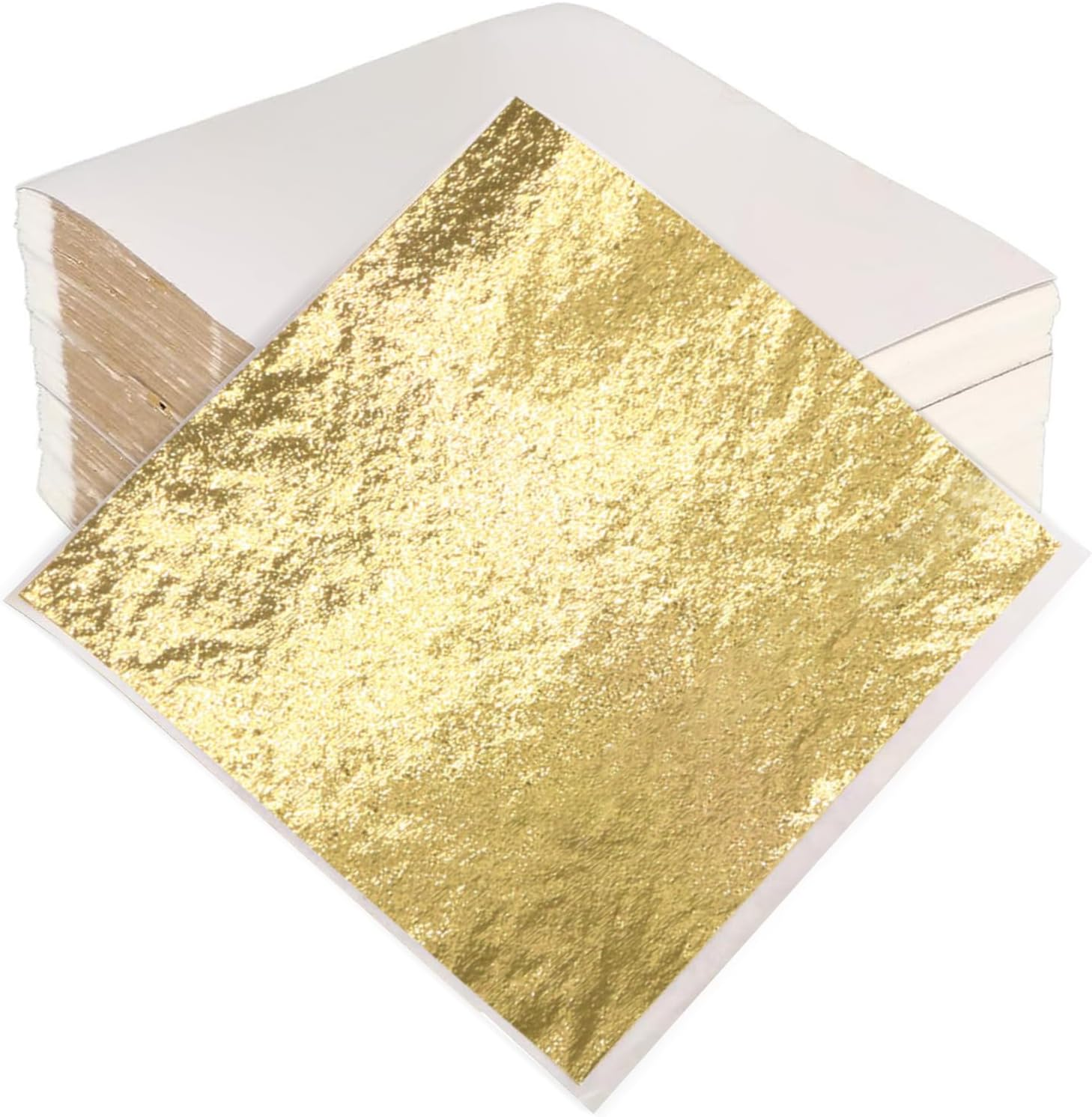 Gold Leaf Gilding Sheets 100 Sheets Imitation Leaf Sheets Gold Foil Sheets Metal Gold Leaf Papers for Gilding Crafts Paintings Arts Crafts Project Nail Deco Furniture Making Earring 8X8.5Cm (Gold)