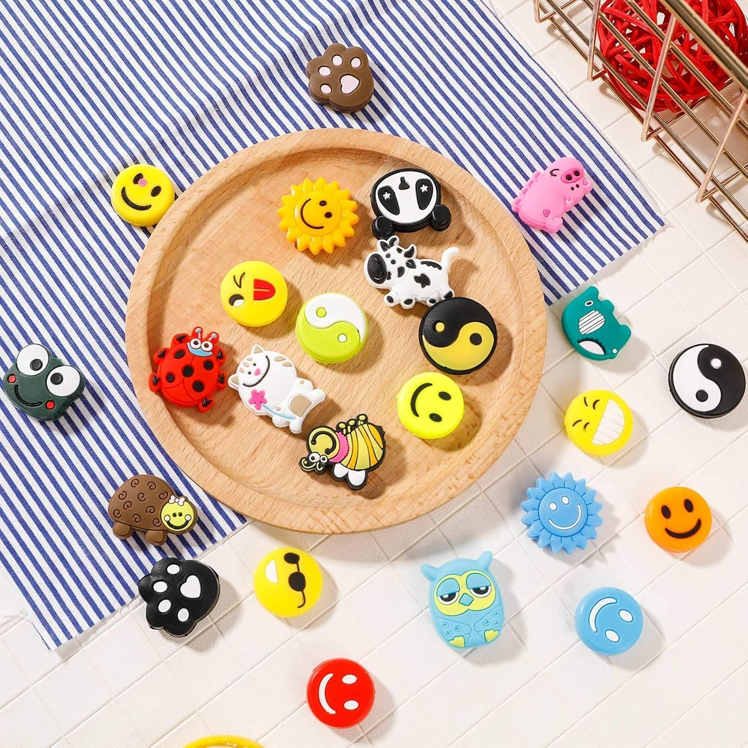 25 Pcs Tennis Racket Vibration Dampener Soft Silicon Racket Dampener Cartoon Shape Tennis Racquet Shock Absorbers Tennis Racket for Racquetball image number 3