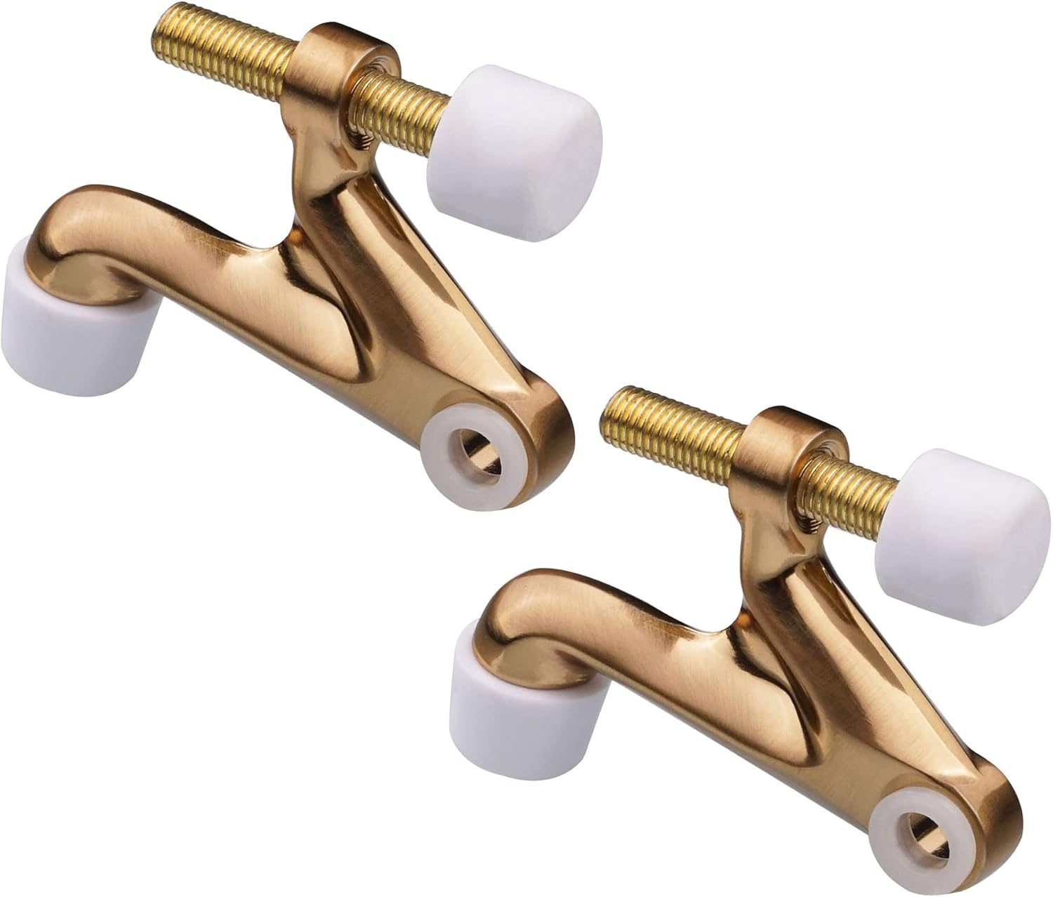 Triumph Hardware 2 Pack Hinge Pin Door Stopper,Adjustable Heavy Duty Door Stopper 2-3/8"X15/16&rdquo;,Brushed Satin Nickel,With Black Rubber Bumper Tips