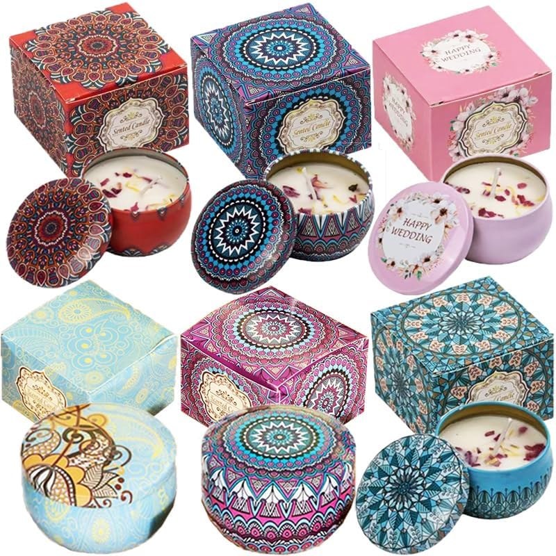 6 Pack Scented Candles Gift Set 75G X 6 Pure Natural Soy Wax, Portable Travel Aromatherapy Tin Jar DIY for Thanksgiving, Christmas, Valentine'S, Mother'S Day, Birthday, Women & Mom image number 3