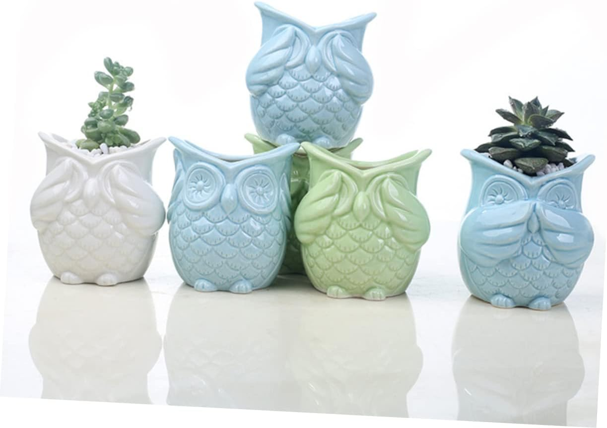 Owl Design Ceramic Succulent Pot Plant Container for Home Gardening Creative Novelty Flower Pots Indoor image number 2