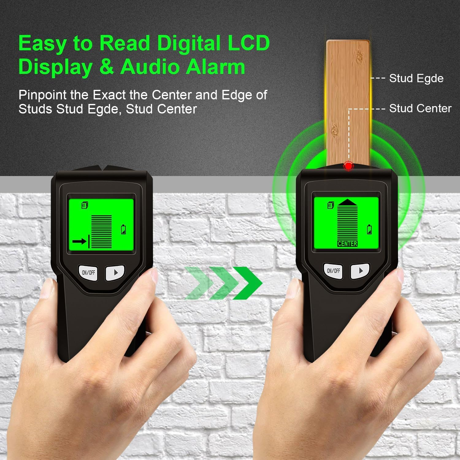 Stud Finder Wall Scanner- 3 in 1 Wall Scanner Handheld Stud Sensor,Intelligent Microprocessor Chip and HD LCD Display,Edge Finder for Metal Wood Detector (Batteries Not Included image number 2
