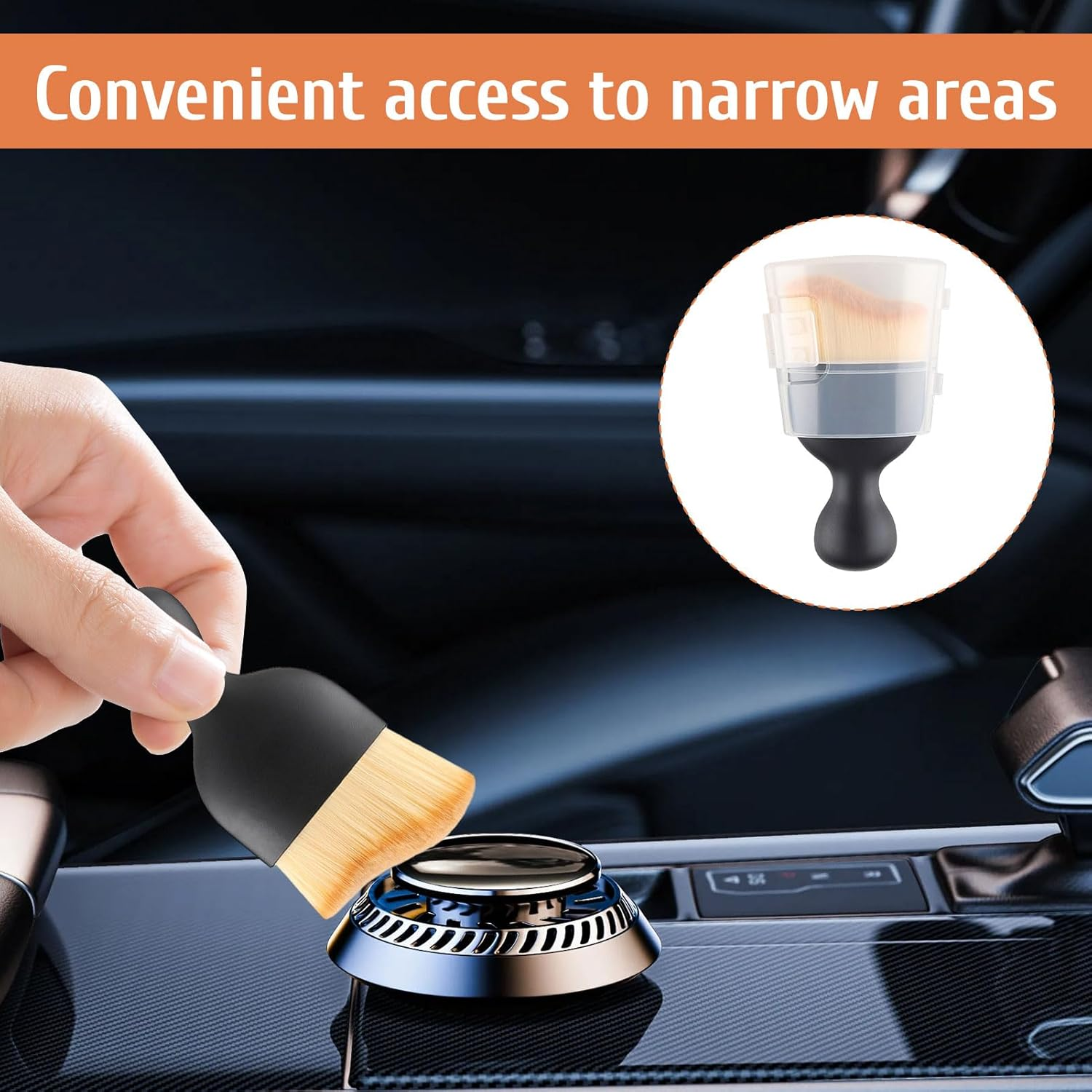 Car Interior Cleaner Brush, 3 Pcs Car Detailing Brush, Car Cleaning Brush with Cove, Car Interior Duster with Soft Bristles, Auto Interior Dusting Tools for Vents, Dashboards, Scratch Free image number 5