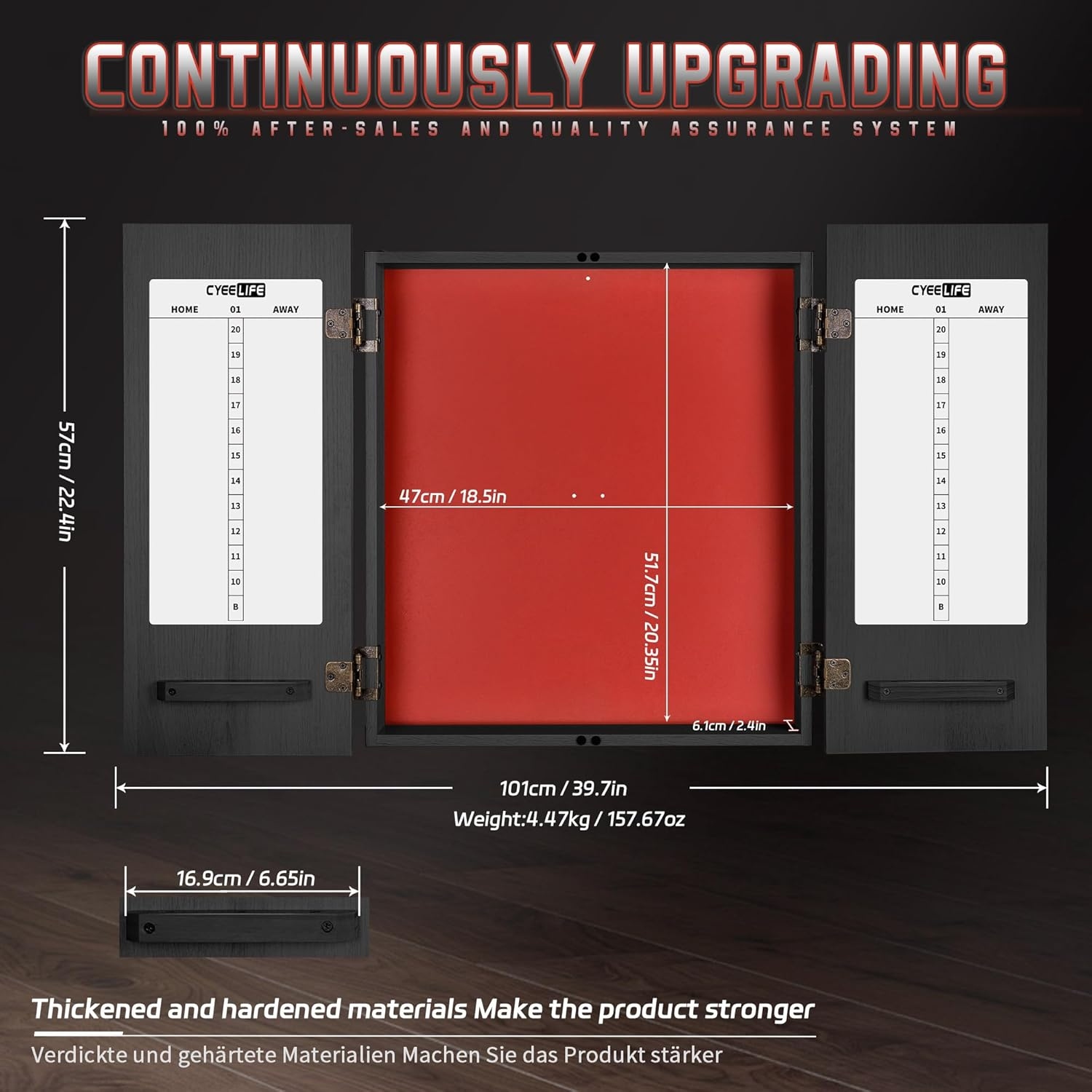 Cyeelife Dartboard Cabinet for Steel Tip Dartboard,Wall-Mounted image number 4