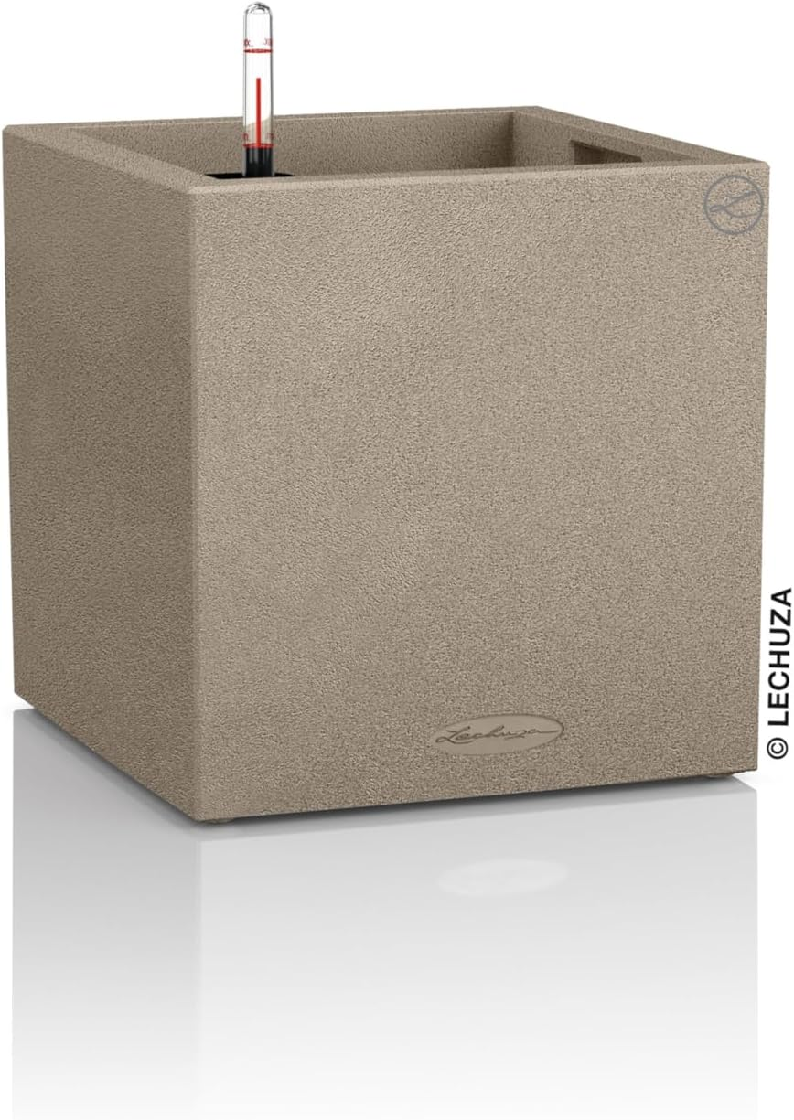 Lechuza Canto Stone 30 Tall Self-Watering Garden Planter, Graphine Black, 12" X 12" X 22"