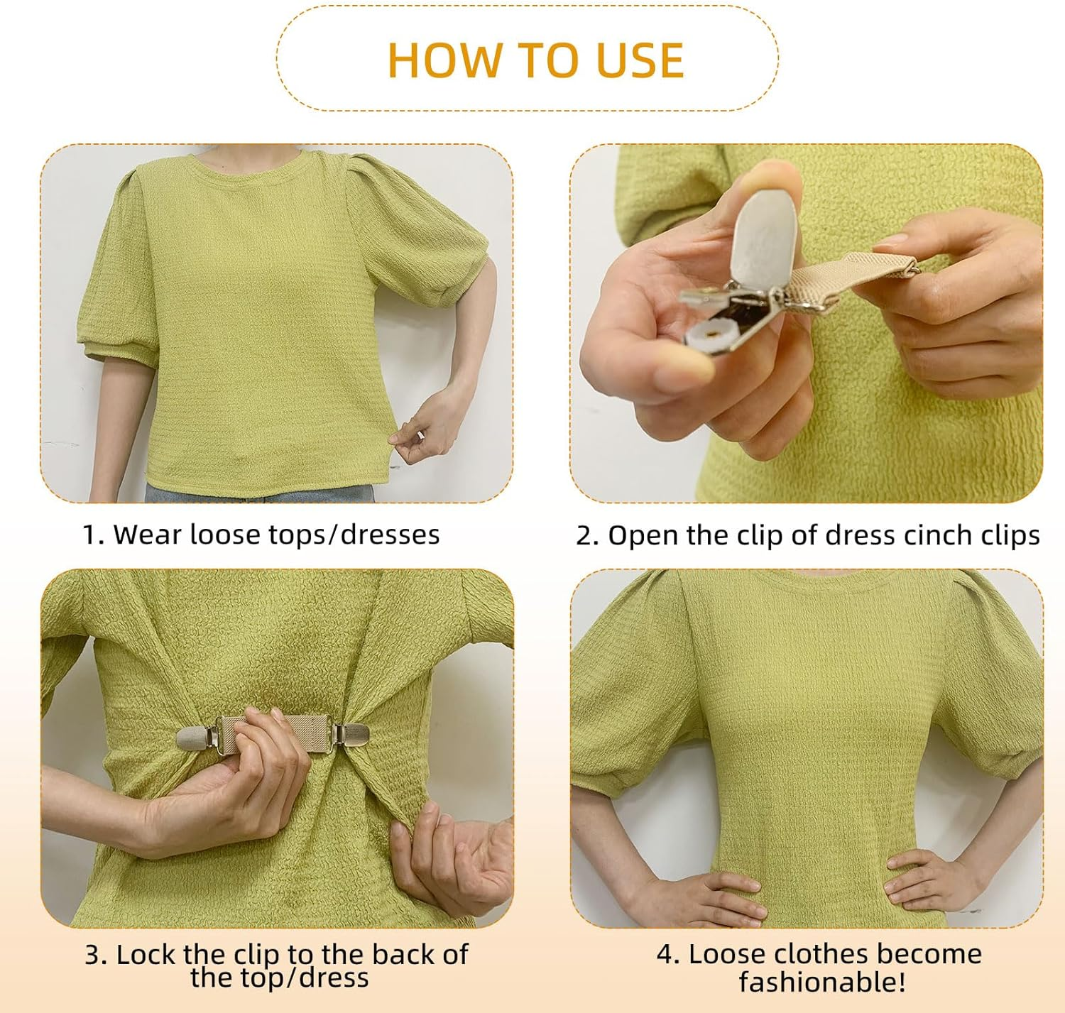 6 Piece Dress Clip Back Cinch Set - 5.5Inch Scarf, Sweater, Clothes, Shawl, Retro Cardigan Collar, Travel Hat Clips - Dress Shirt Brooch for Women Girl Decor (Black, White)