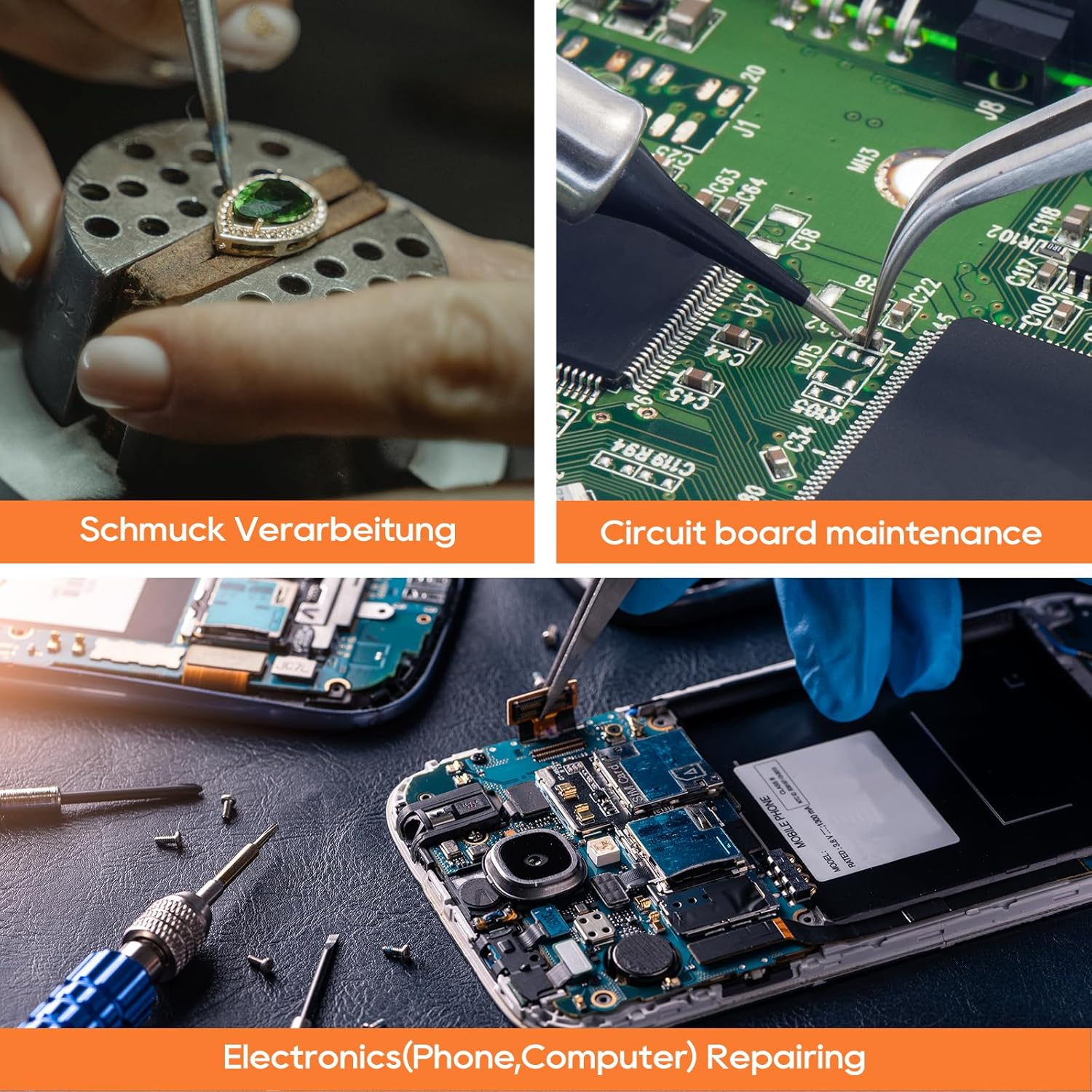 TOWOT Precision Tweezers, Stainless Steel Pointed Tweezers for Craft, Electronics, Soldering, Experimental Work, Jewelry-Making, Non-Magnetic Industrial Tweezers image number 5