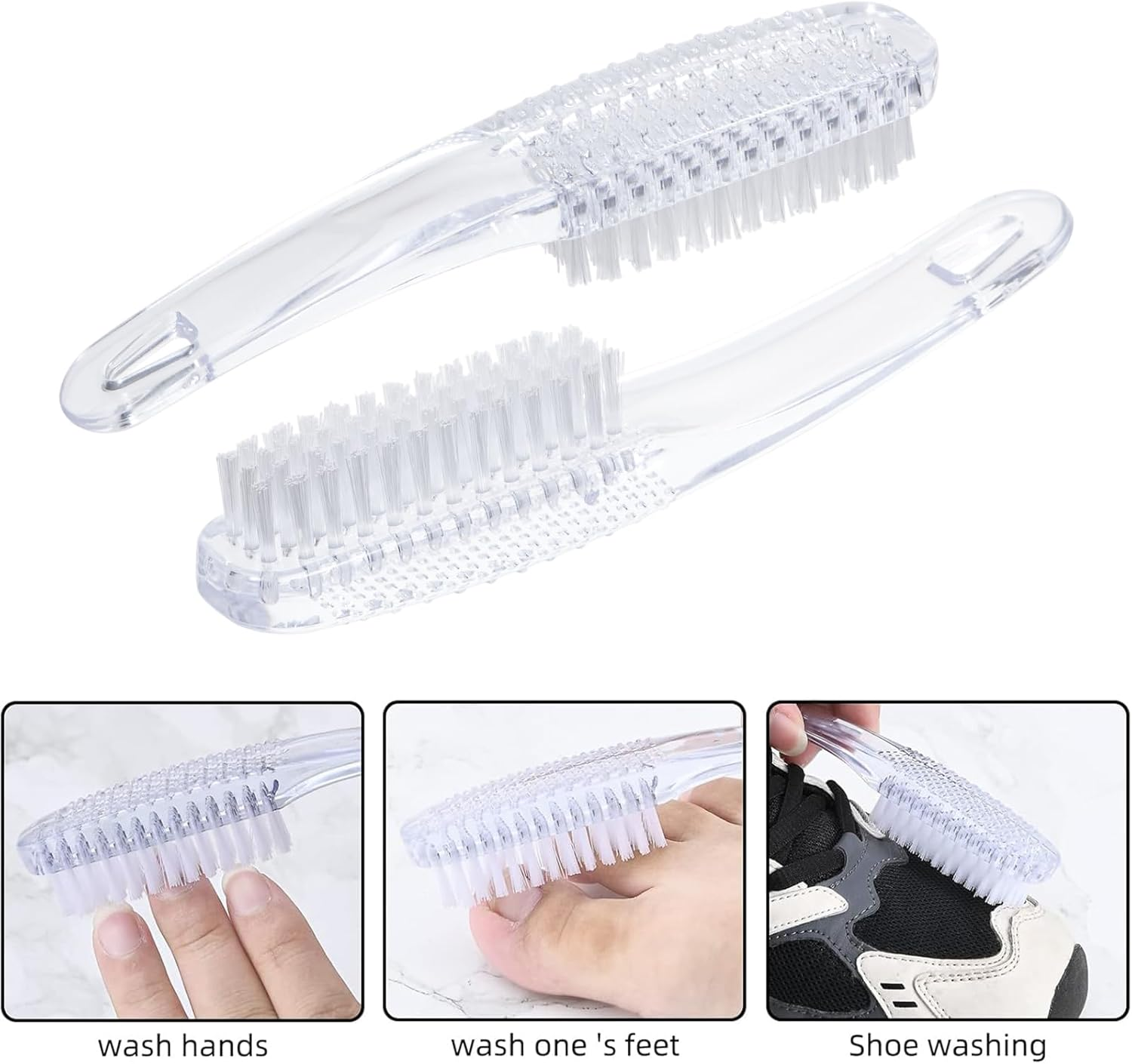 Yebeauty Nail Brush for Cleaning Fingernails Clear, 2 Pack Fingernail Brush Hand Scrub Cleaning Nail Brushes with Case Plastic Hand Finger Toes Scrubbing Brush, Pedicure Nail Scrubber - Pink image number 2