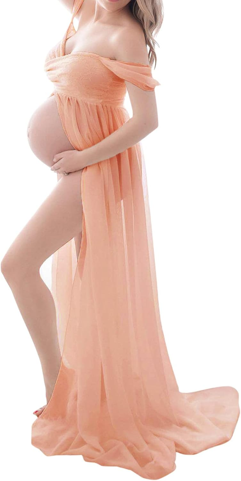 Overall Rompers for Women Photography Maternity Pregnants Ruffles Dress Sleeve Solid Women Short Props Maternity Dress Maternity Tight Dress image number 7