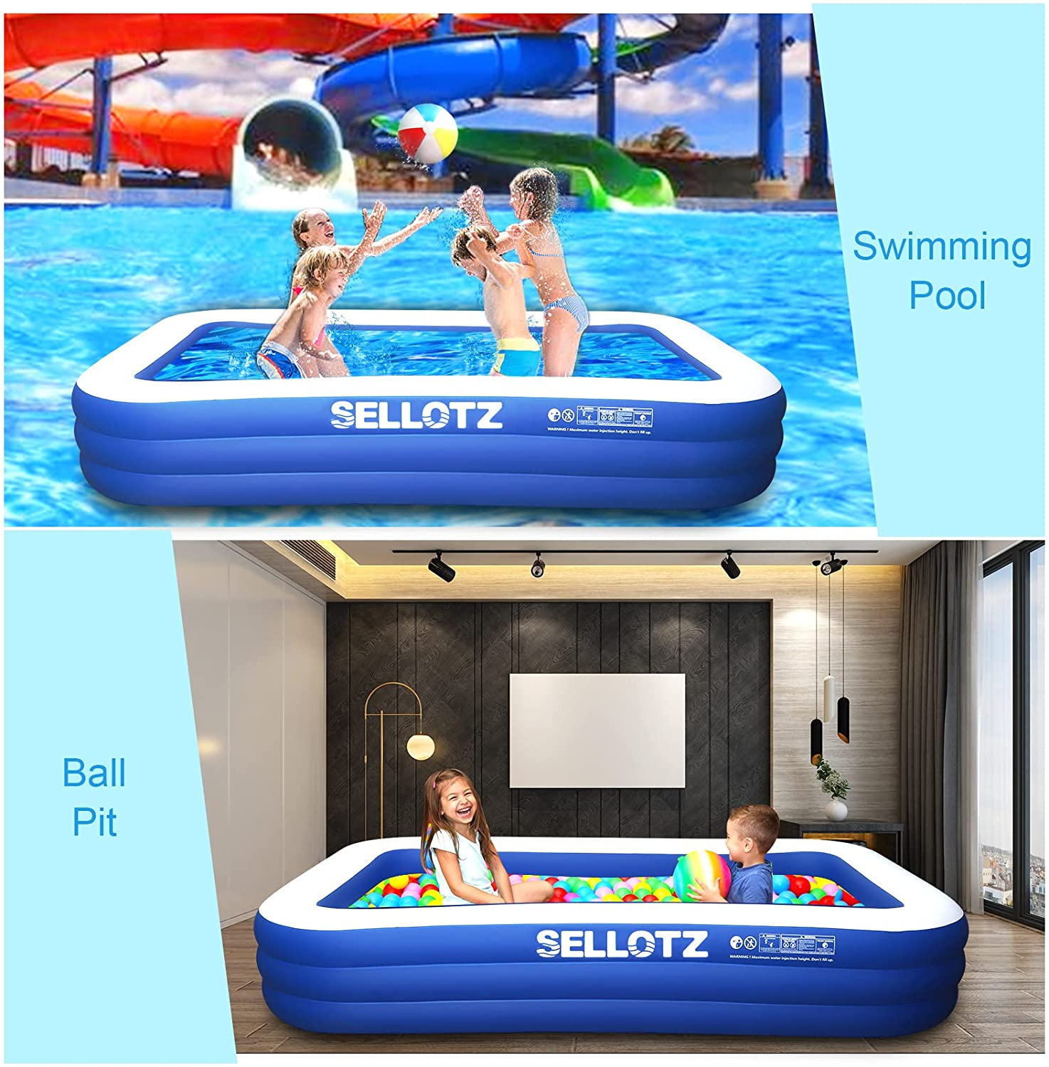 Inflatable Pool, Inflatable Pool for Kids and Adults, 120" X 72" X 22" Oversized Thickened Family Swimming Pool for Kids, Toddlers, Adults, Outdoor, Garden, Backyard, Summer Water Party image number 5