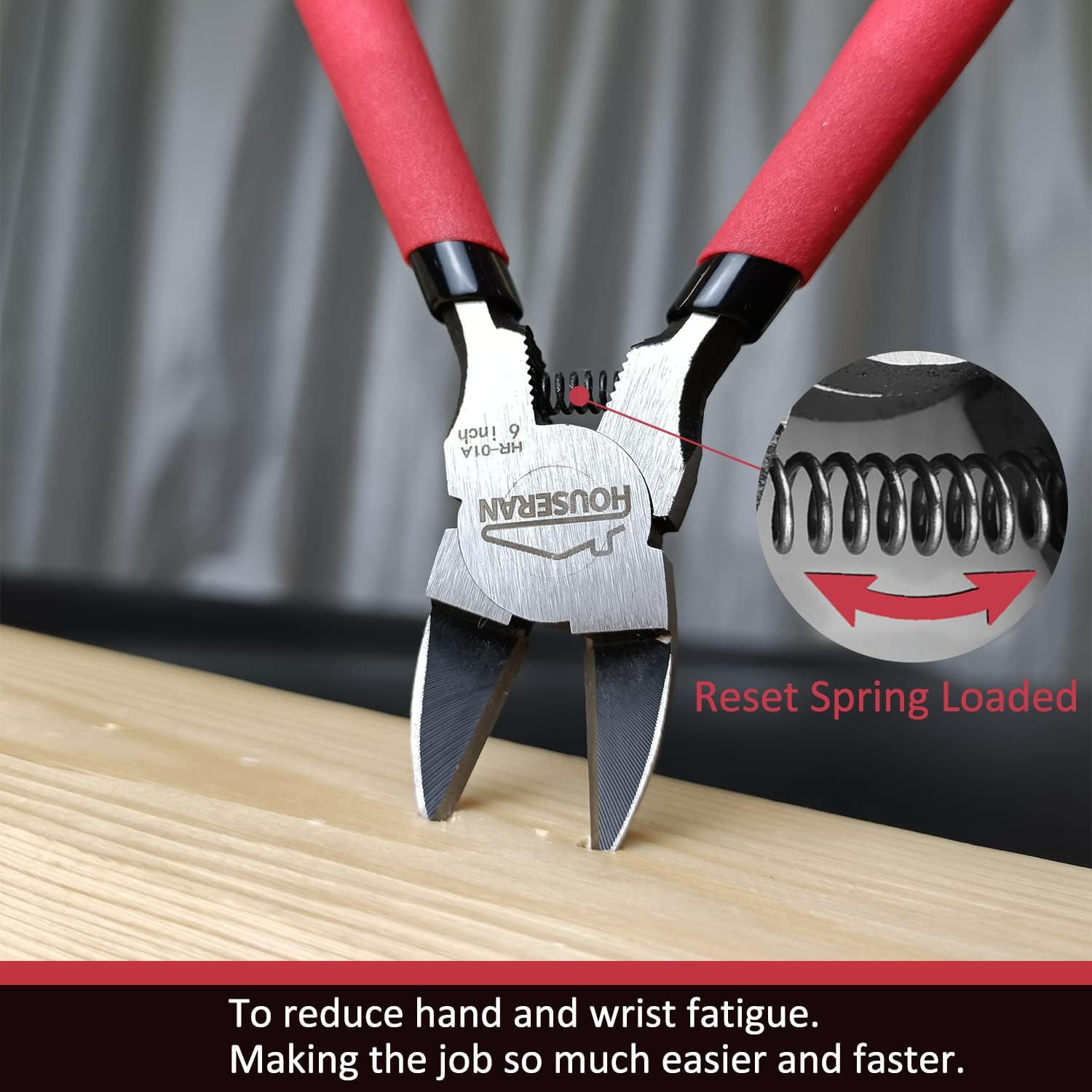 Wire Cutters, 6 Inch Side Cutters, Dikes Wire Cutters Diagonal Cutters with Non-Slip Red Handle, Flush Cutter Pliers, Wire Clippers, Spring Loaded Wire Cutters for Jewelry, Crafting, Zip Tie