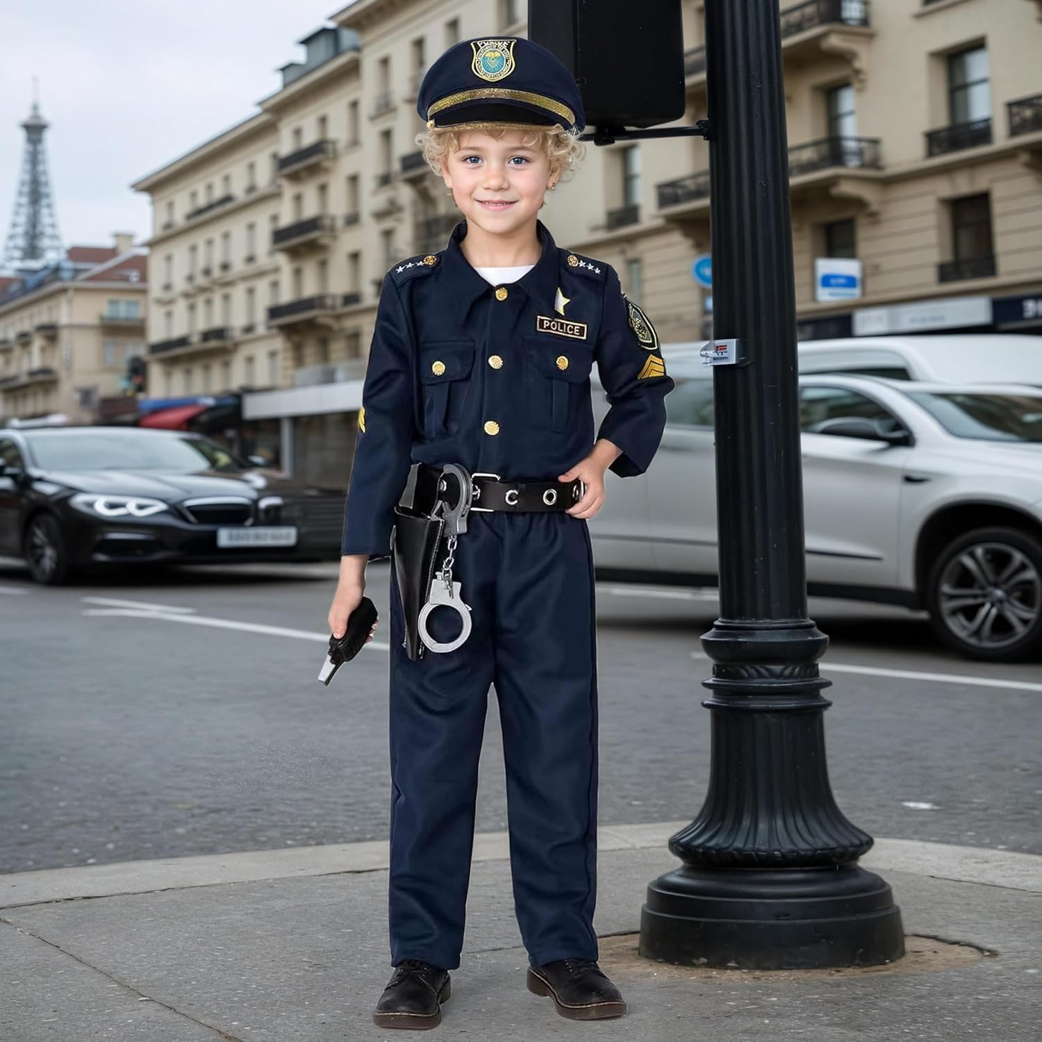 Police Costume Kids Police Officer Costume for Boys Girls, Halloween Cop Costumes Kids image number 1