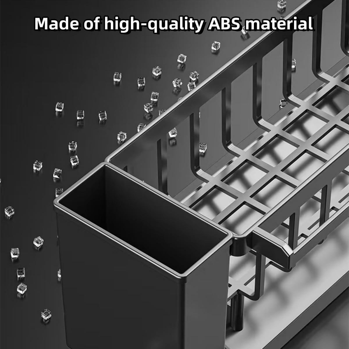 Sponge Holder for Kitchen Sink,Kitchen Sink Organizer,Sink Caddy,High-Strength ABS Material Dish Sponge Organizer with Water Tray,Dish Soap Holder Storage(Black) image number 6