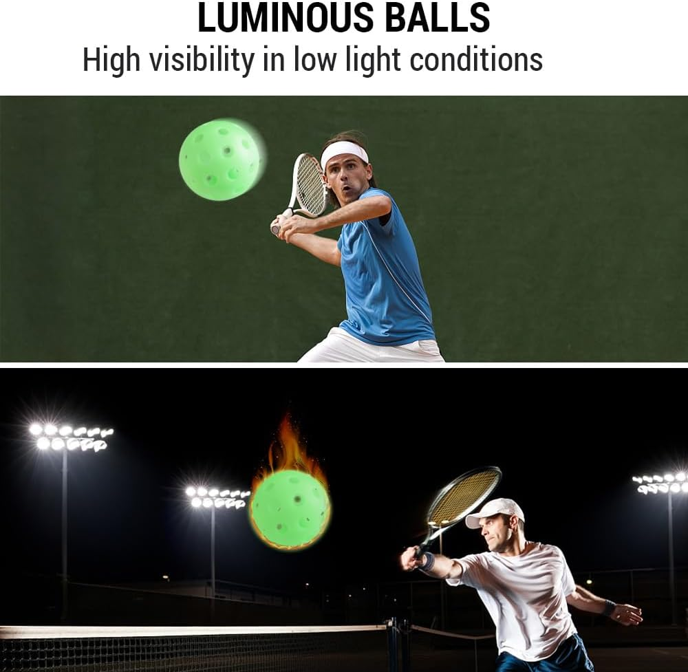 5 Pack Pickleballs Indoor Outdoor 74Mm Luminous Pickle Balls image number 6