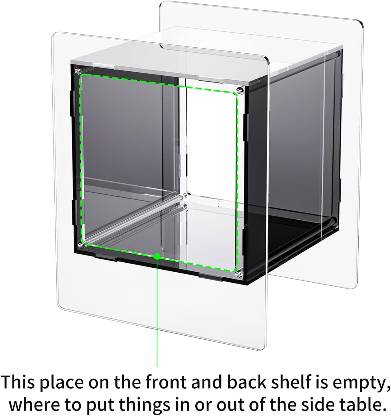 Acrylic Side Table, Nightstand Bedside Table, Record Player Stand, Multifunction Tables, 46 X 40 X 55 Cm (Black) - Green image number 7