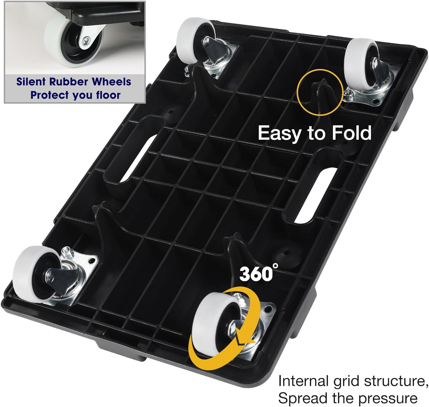 SIMTWO Furniture Dolly, 2 Pack Furniture Movers with 4 Wheels, Heavy Duty Furniture Mover Tools, Small Moving Dolly Cart with 230Kg Bearing Capacity, 41.5 X 28Cm image number 3