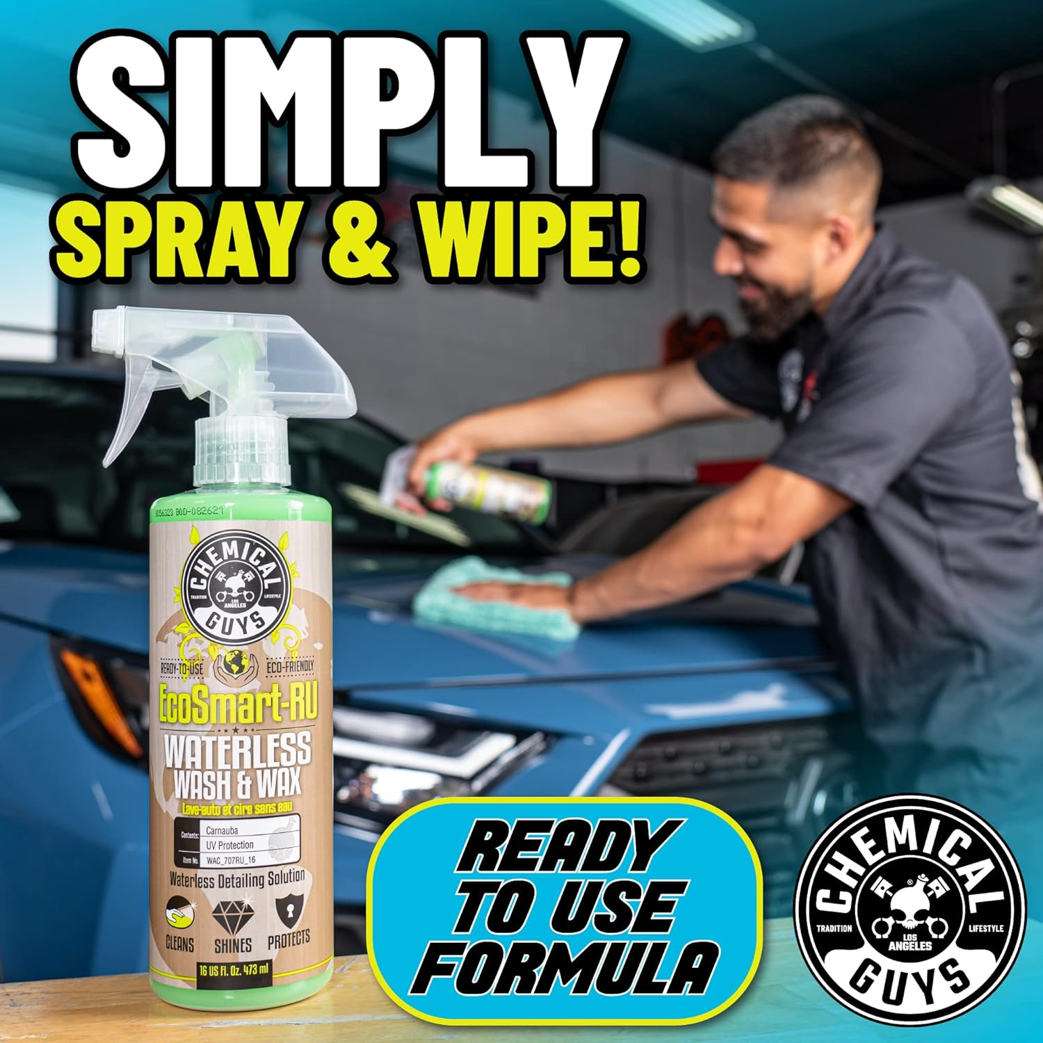 Chemical Guys WAC_707RU_16 Ecosmart-Ru Ready to Use Waterless Car Wash and Wax (16 Oz) image number 1