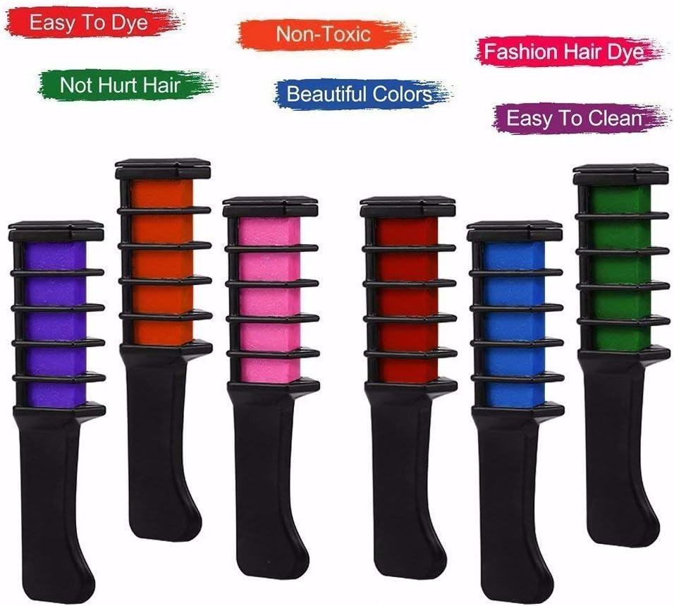 6 Colors Mini Disposable Personal Use Hair Chalk Color Comb Dye Kits Temporary Party Cosplay Salon Hair Coloring TSLM2 image number 5