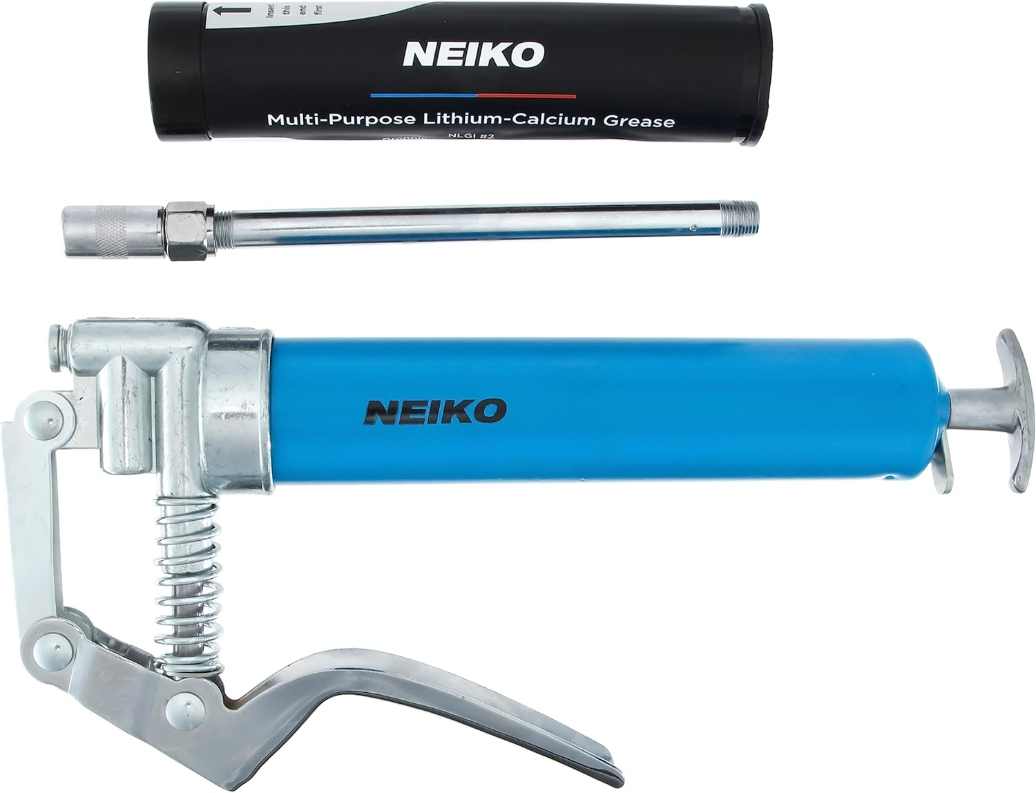 Neiko 12012A Mini Grease Gun, Heavy Duty Pistol Grip Greaser, 4500 PSI, Mini 3Oz Grease Cartridges for Grease Gun, Grease Gun with Zerk Fitting, 5.75&rdquo; Straight Extension, Small Grease Gun Kit