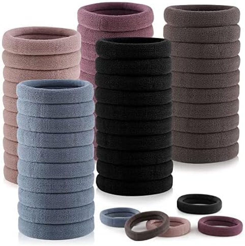 100 Pcs Black Hair Ties for Thick and Curly Hair Ponytail Holders Hair Elastic Band for Women or Men Soft Ponytail Holders Hair Bobbles for Girls Women (Color Mixing-C)