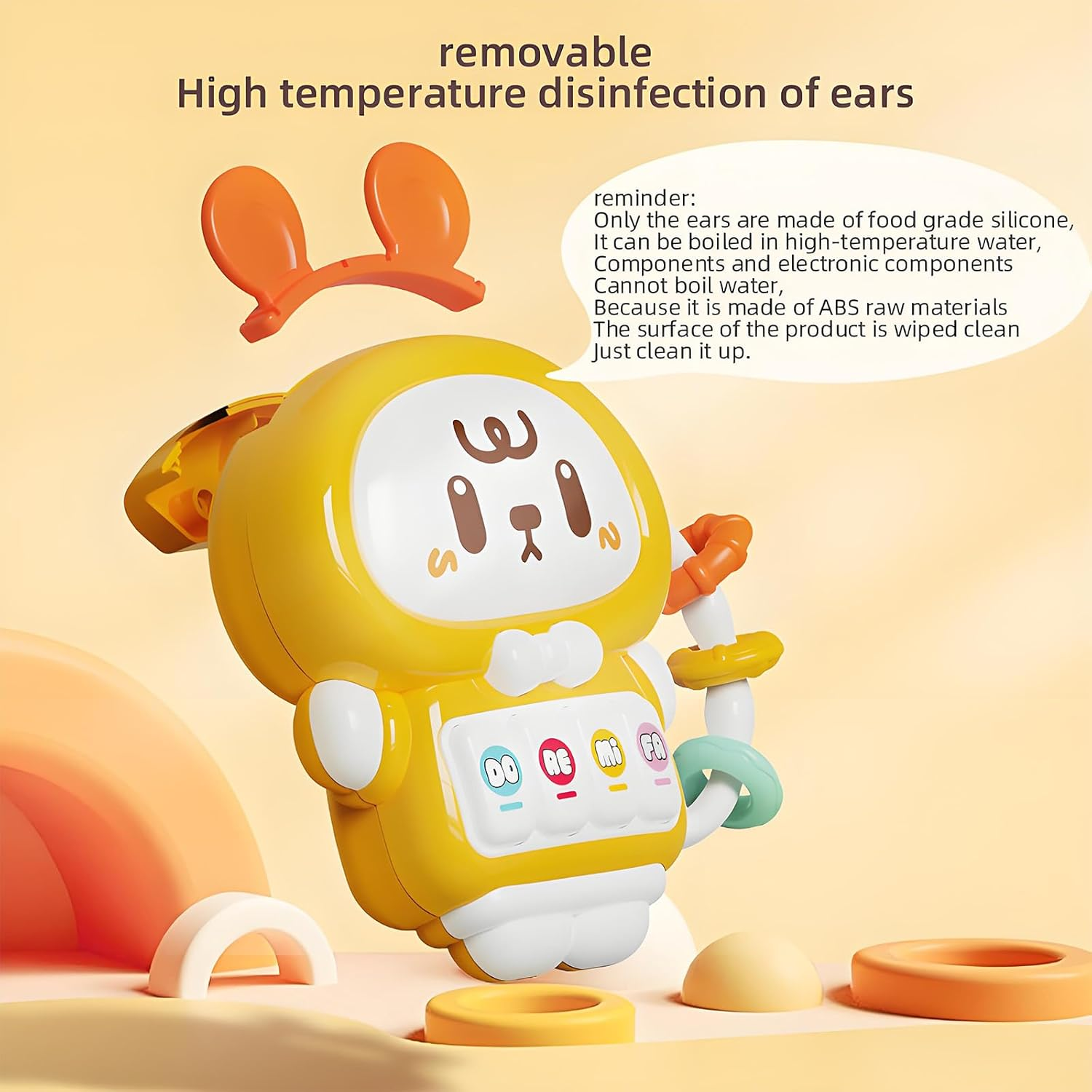 Baby Musical Rattle Toy, Rabbit Light-Up Teether & Sensory Fine Motor Skills Toy 1St Birthday Gift for 18 Month Infant Toddler Boy Girl (Pink) image number 4