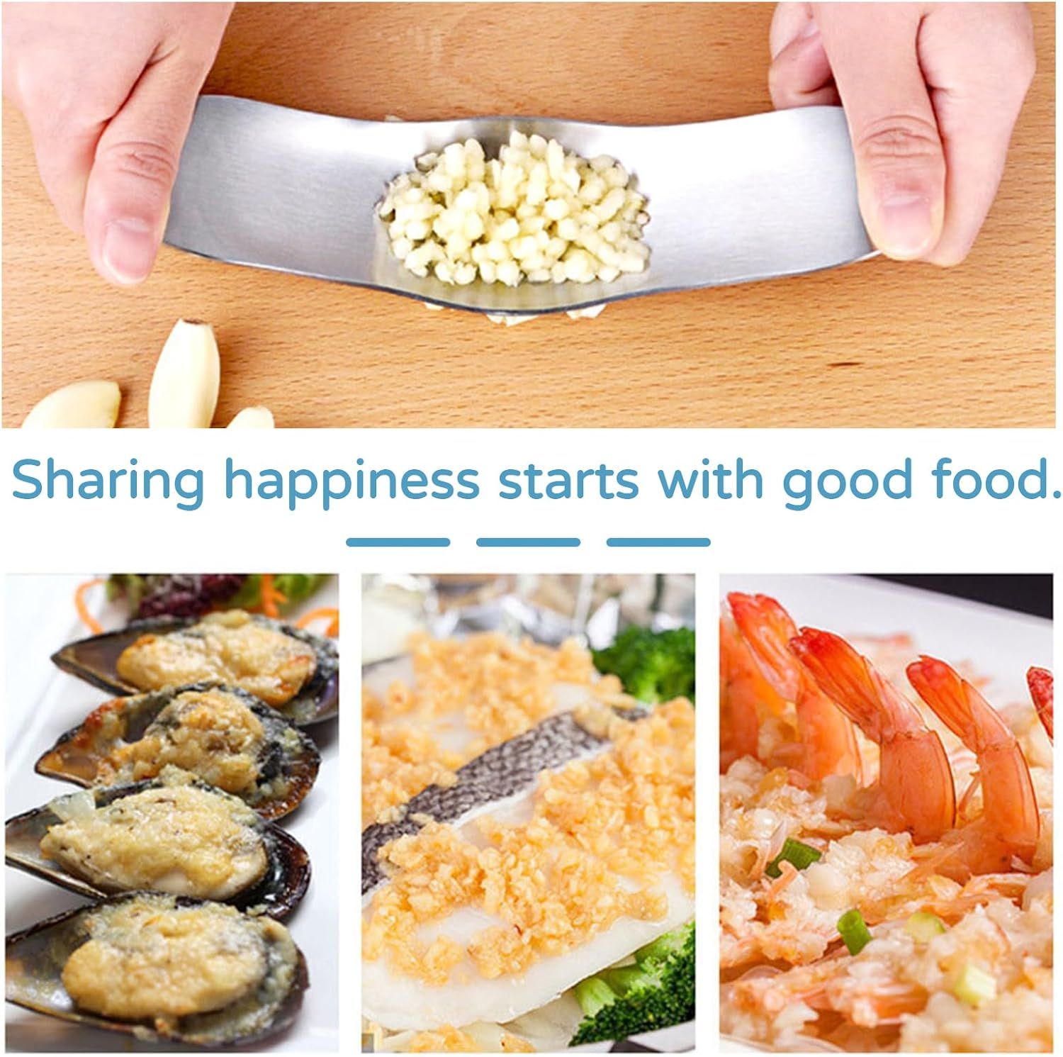 Stainless Steel Garlic Presses Garlic Rocker Peeler to Press Garlic Crusher Mince Cloves of Garlic Kitchen Tool image number 1