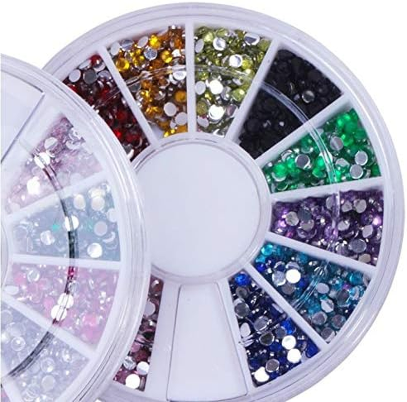 12 Colors/Wheel Rhinestone Acrylic Nail Art 2MM round Rhinestone Nail Art Glitter Decoration Zhengpingpai
