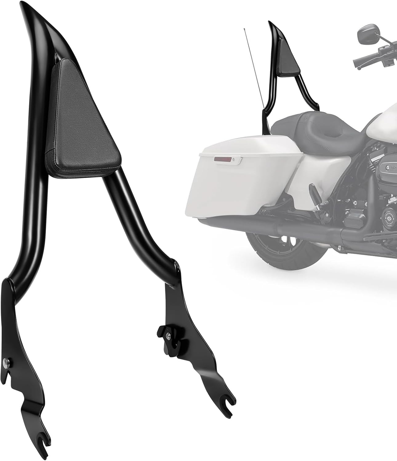 26" Motorcycle Sissy Bar for Harley, Integrated Passenger Backrest Compatible for Harley Davidson Touring CVO Street Glide Road Glide Electra Glide Road King FLHR FLHX FLHT FLTR 2009-2024 image number 4