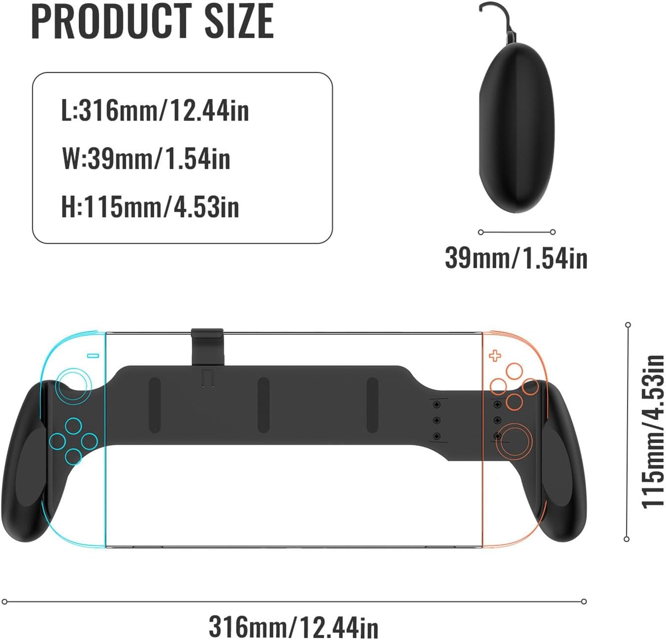 Grip for 2 (2025)/Switch/Switch Oleds/Switch Organic Light Emitting Diode, Asymmetrical Design, Comfortable & Ergonomic Handle Grip for (Black) image number 6
