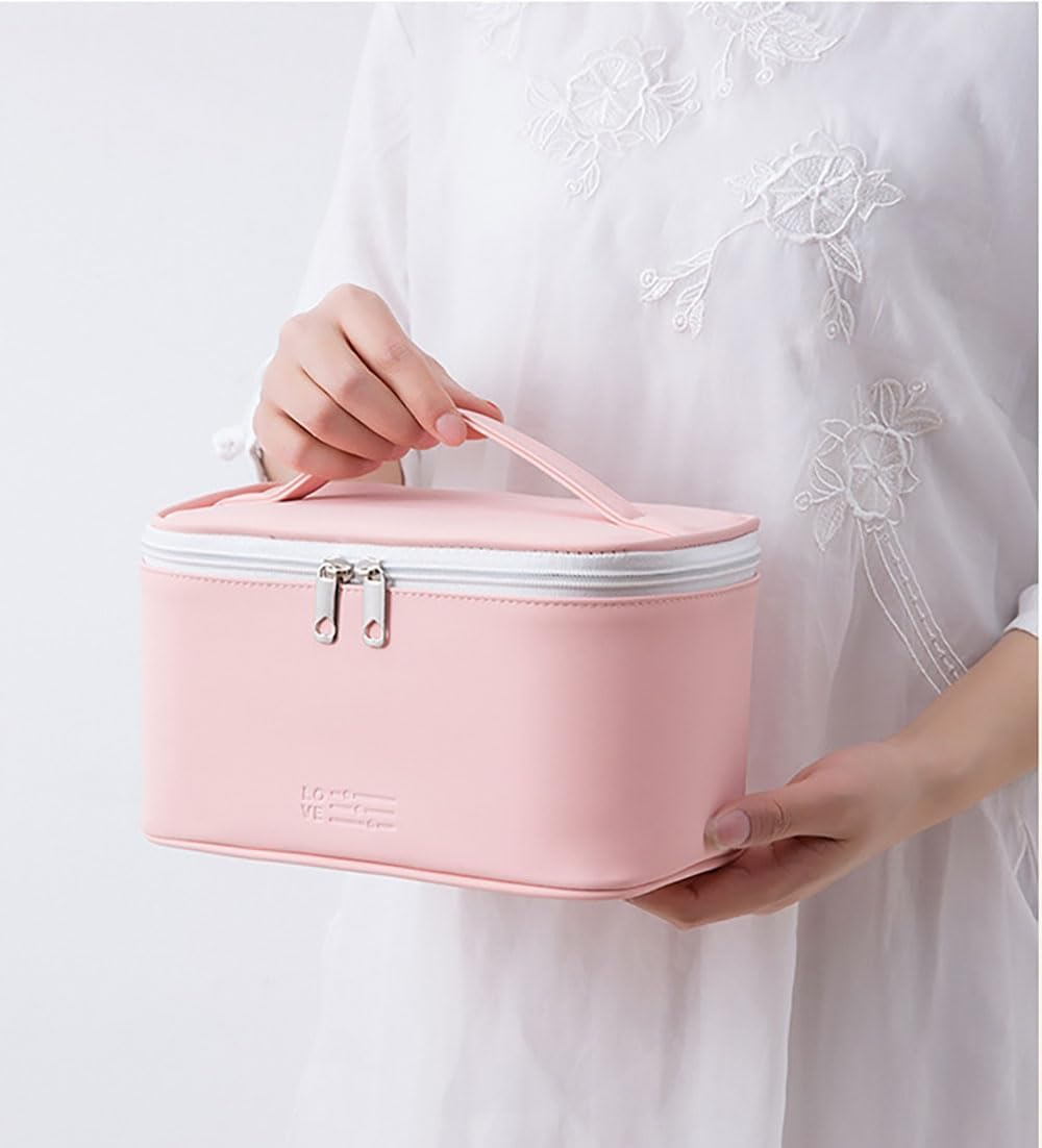 Custelen Waterproof Light Pink Makeup Bag &ndash; Small Cosmetic Organizer Pouch with Zipper for Women and Ladies image number 2