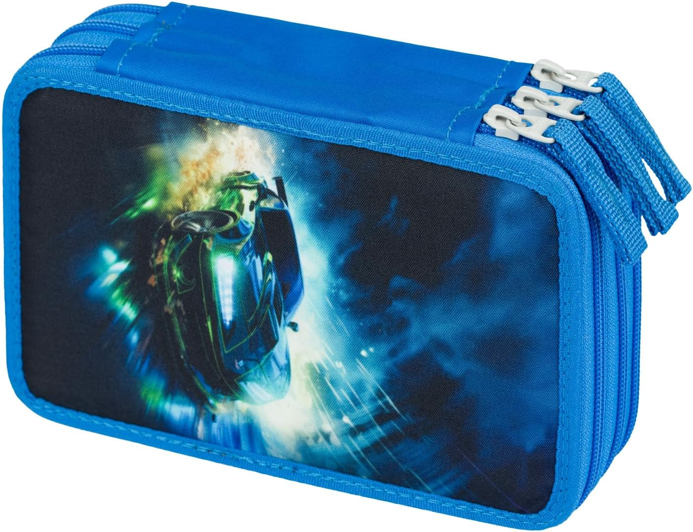 Baagl 3 Compartment Pencil Case for Boys Girls School Pencil Case for Stationery School Supplies Pencil Case Pencil Case for School - Motorbike. image number 2